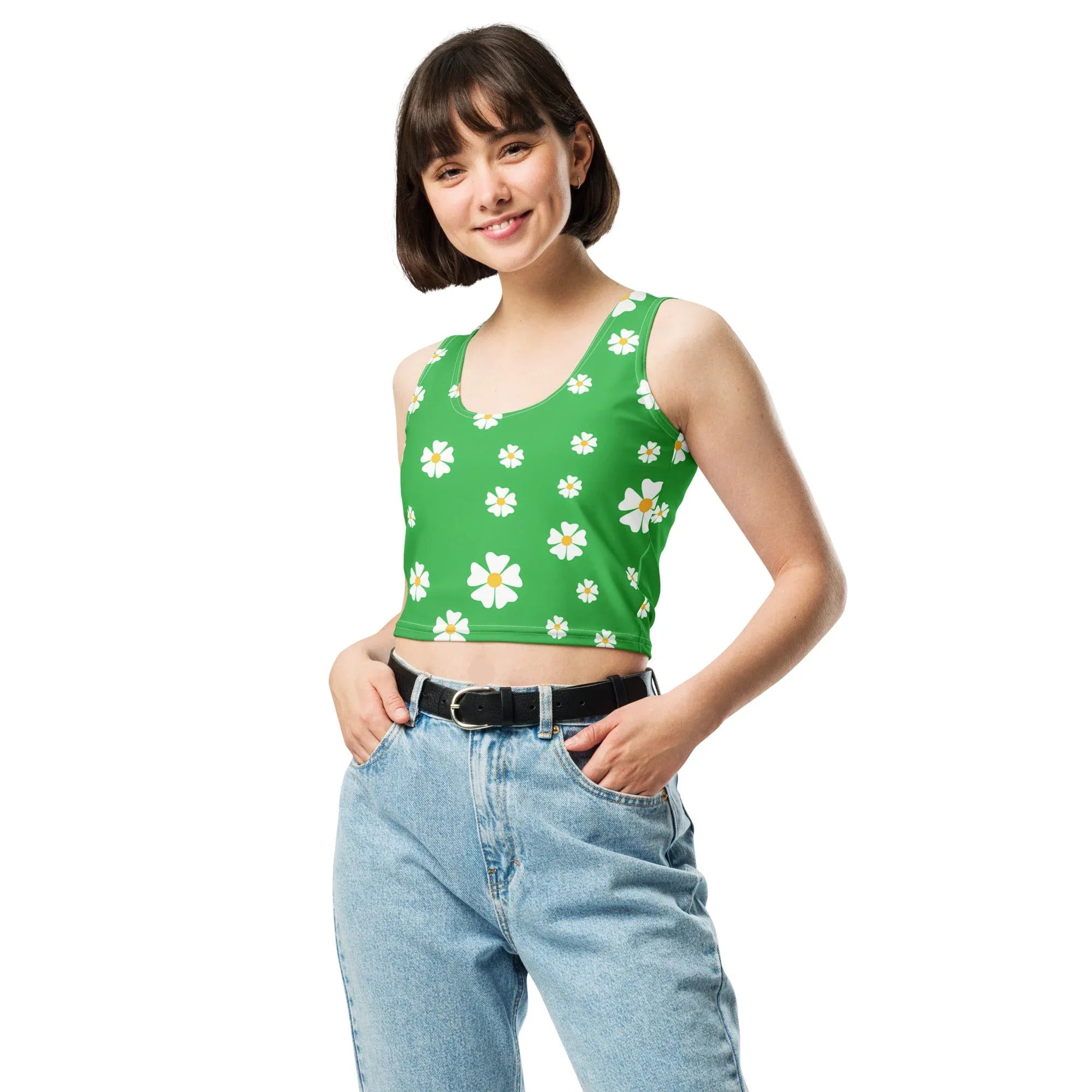 Crop Top Crop Tops AwRans Clothing all-over-print-crop-top-white-front-67bd2cc886aa4