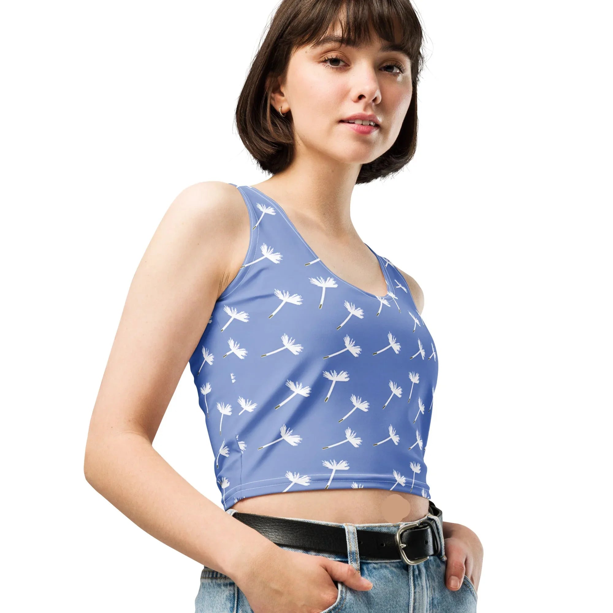 Crop Top Crop Tops AwRans Clothing all-over-print-crop-top-white-right-front-67bd266954af9