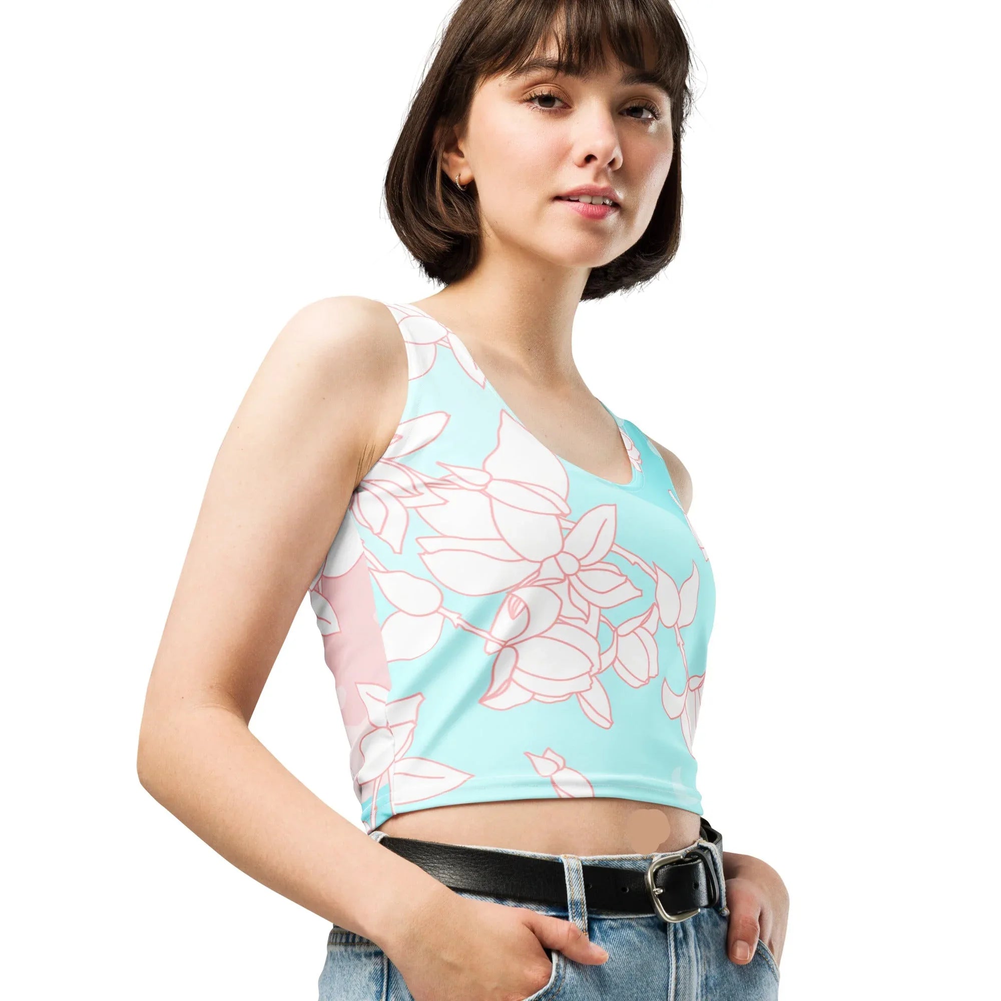 Crop Top Crop Tops AwRans Clothing all-over-print-crop-top-white-right-front-67bd26b3b7e9c
