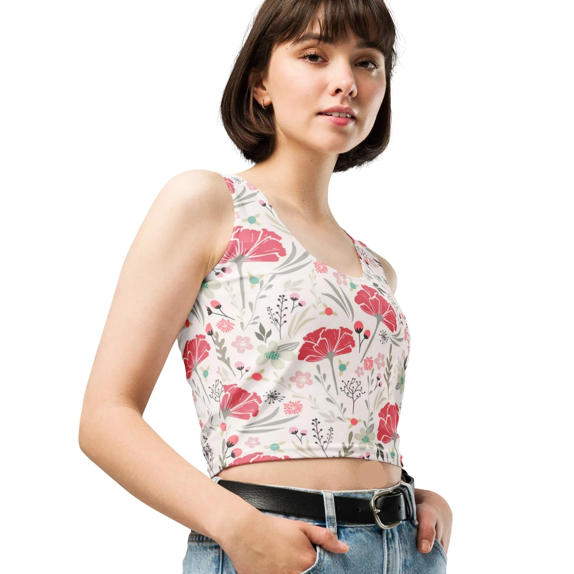 Crop Top Crop Tops AwRans Clothing all-over-print-crop-top-white-right-front-67bd2acae288b