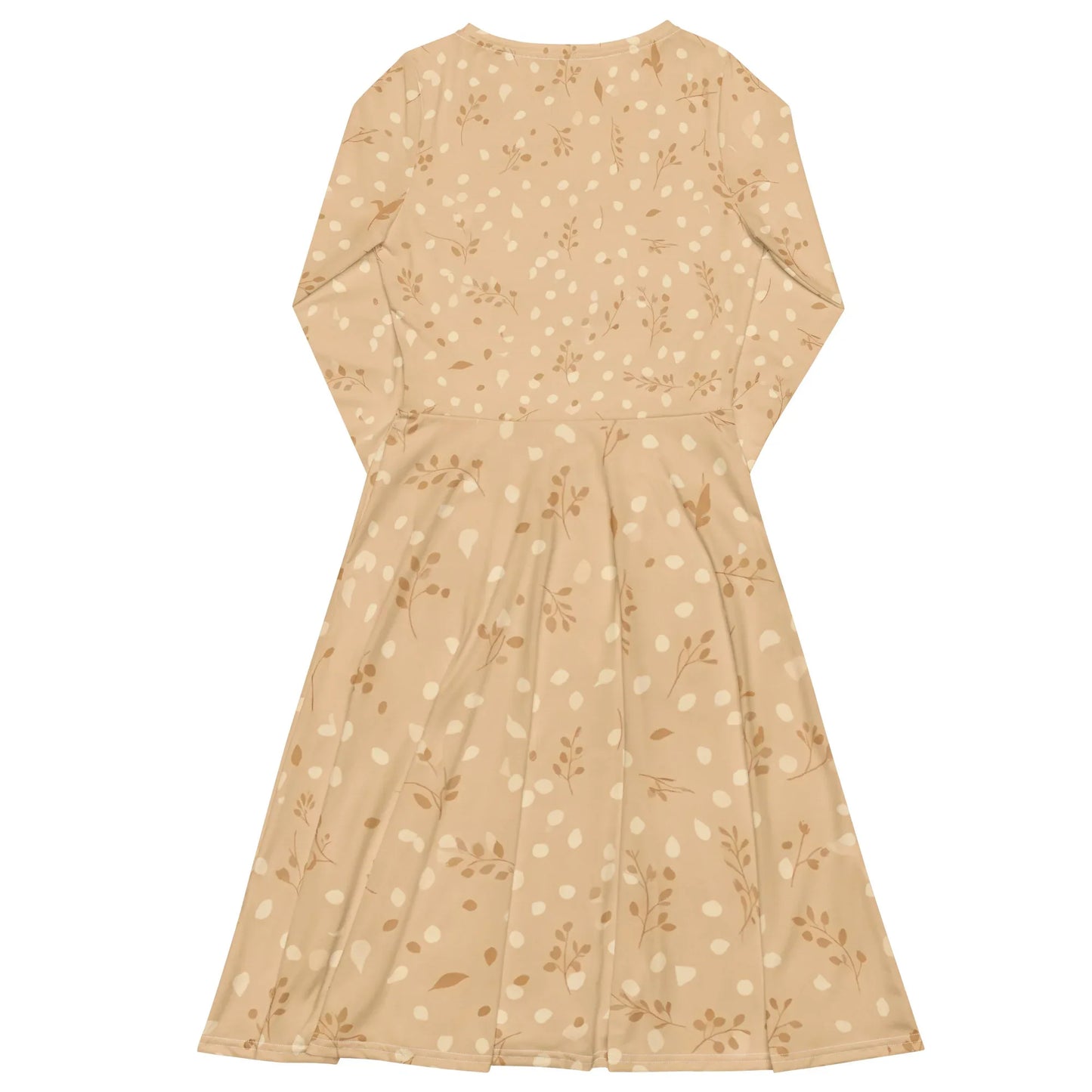 All-Over Print Long Sleeve Midi Dress - AwRans Clothing