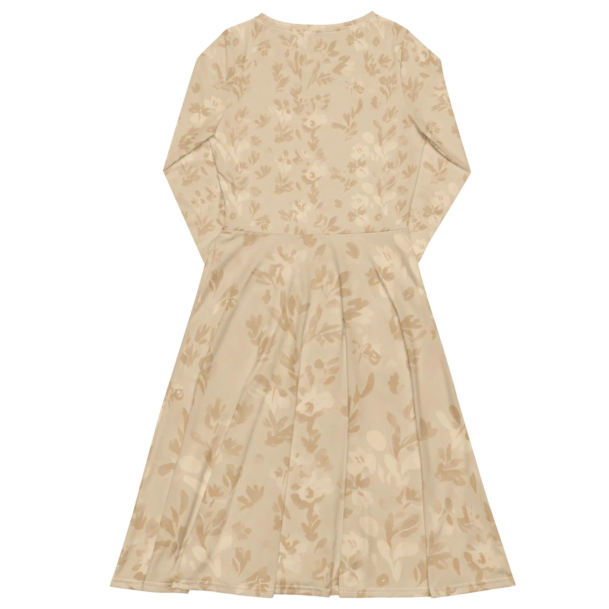 All-Over Print Long Sleeve Midi Dress - AwRans Clothing