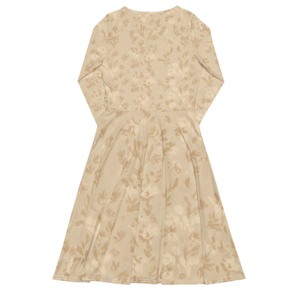 All-Over Print Long Sleeve Midi Dress - AwRans Clothing