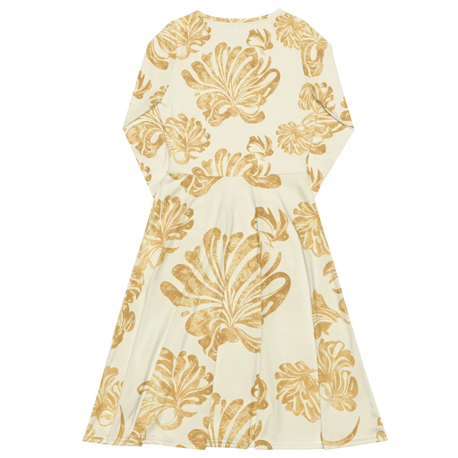 All-Over Print Long Sleeve Midi Dress - AwRans Clothing