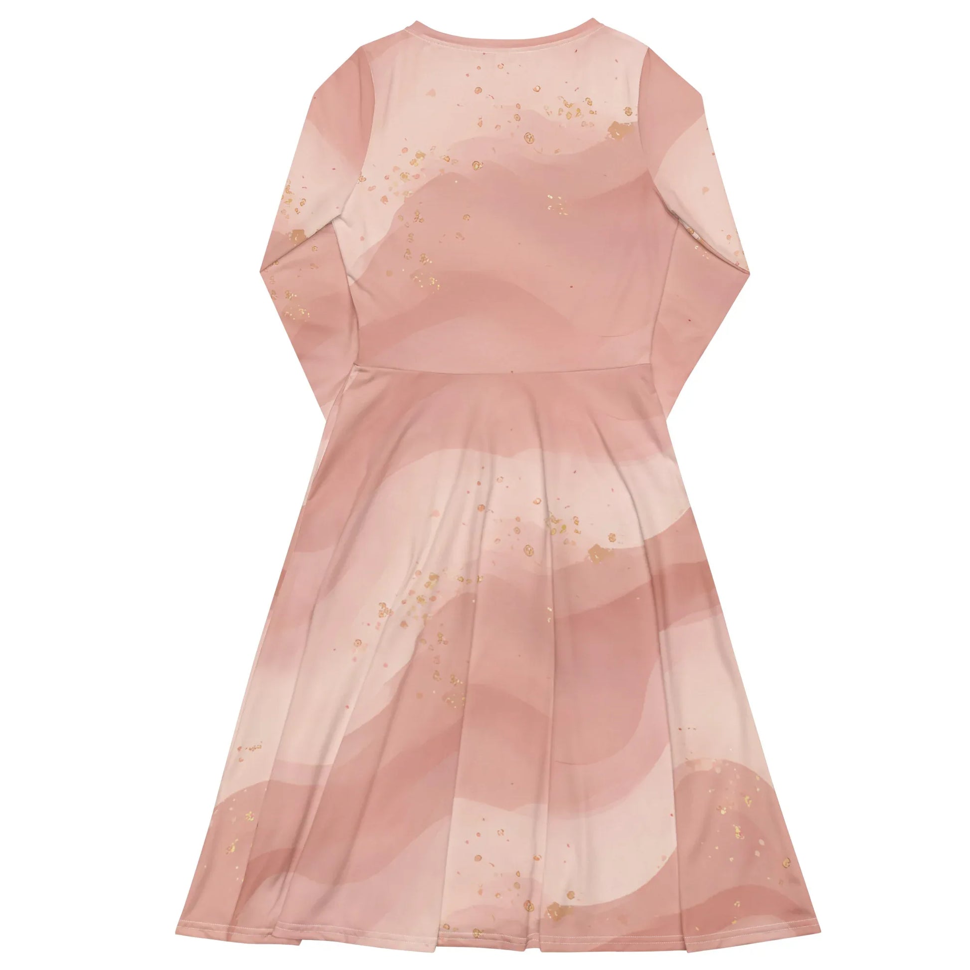 All-Over Print Long Sleeve Midi Dress - AwRans Clothing