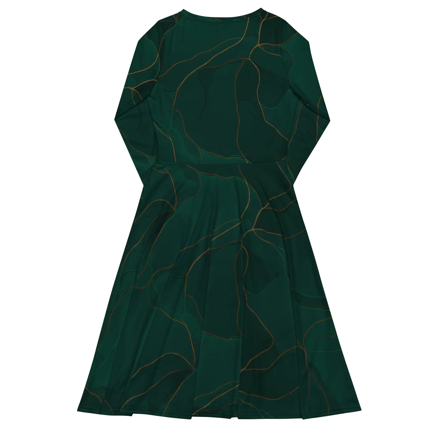 All-Over Print Long Sleeve Midi Dress - AwRans Clothing