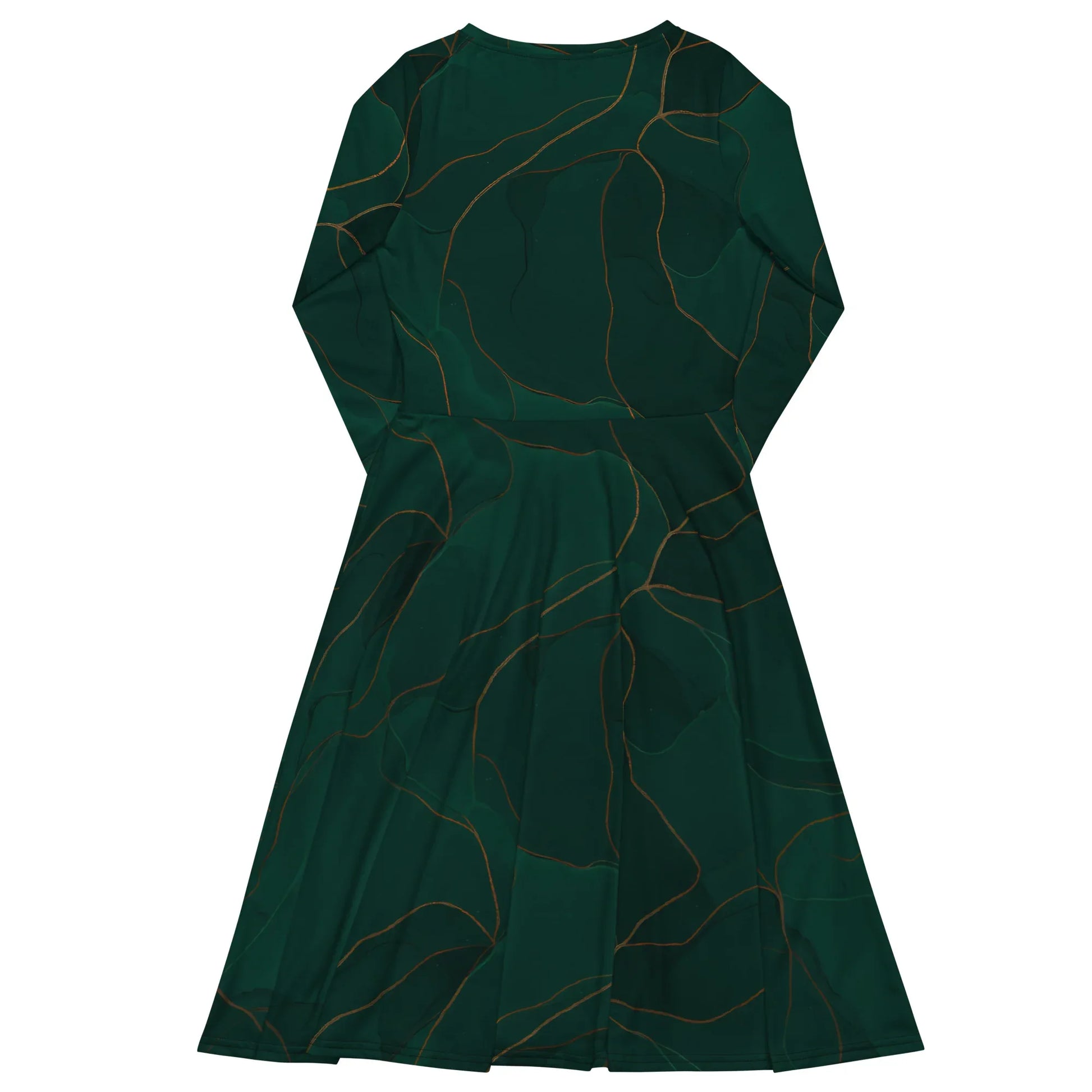 All-Over Print Long Sleeve Midi Dress - AwRans Clothing