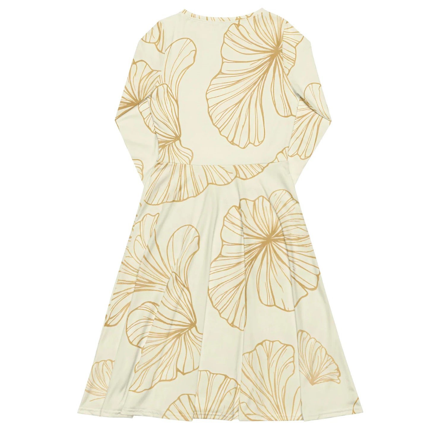 All-Over Print Long Sleeve Midi Dress - AwRans Clothing