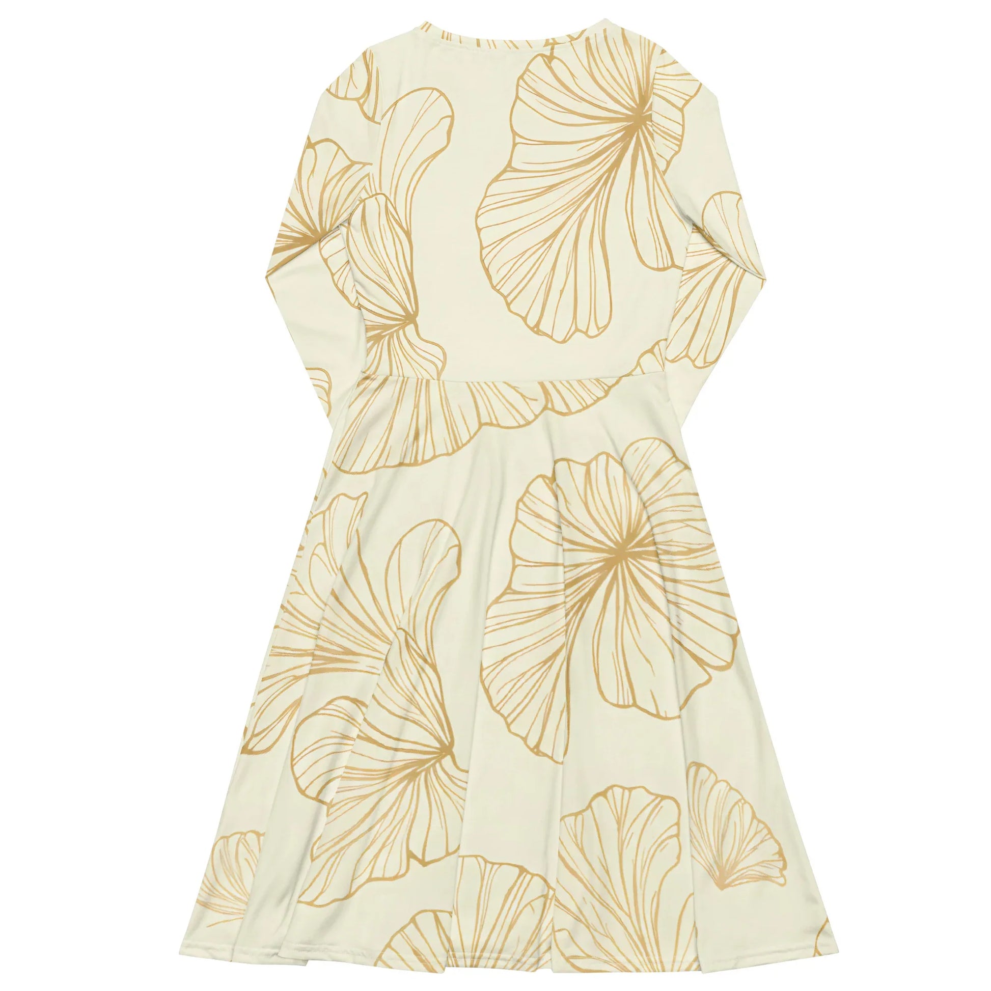 All-Over Print Long Sleeve Midi Dress - AwRans Clothing