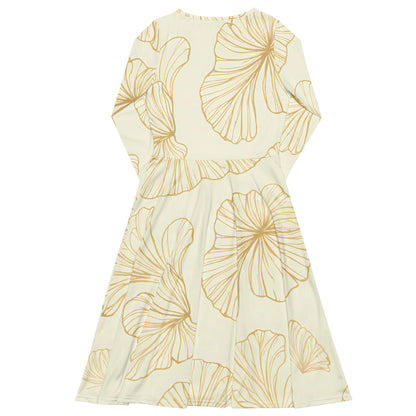 All-Over Print Long Sleeve Midi Dress - AwRans Clothing