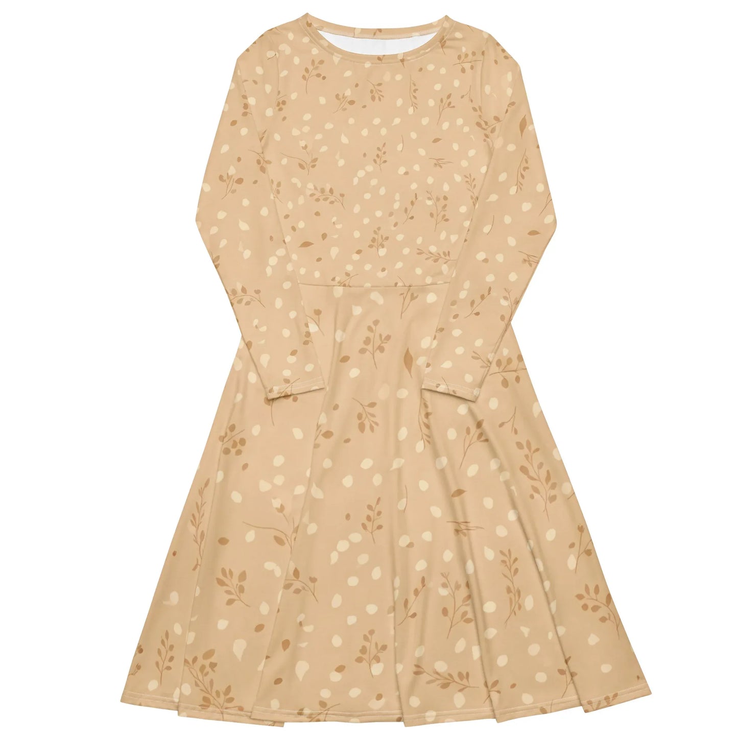 All-Over Print Long Sleeve Midi Dress - AwRans Clothing