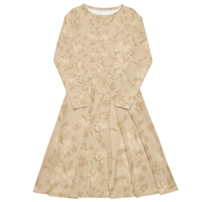 All-Over Print Long Sleeve Midi Dress - AwRans Clothing