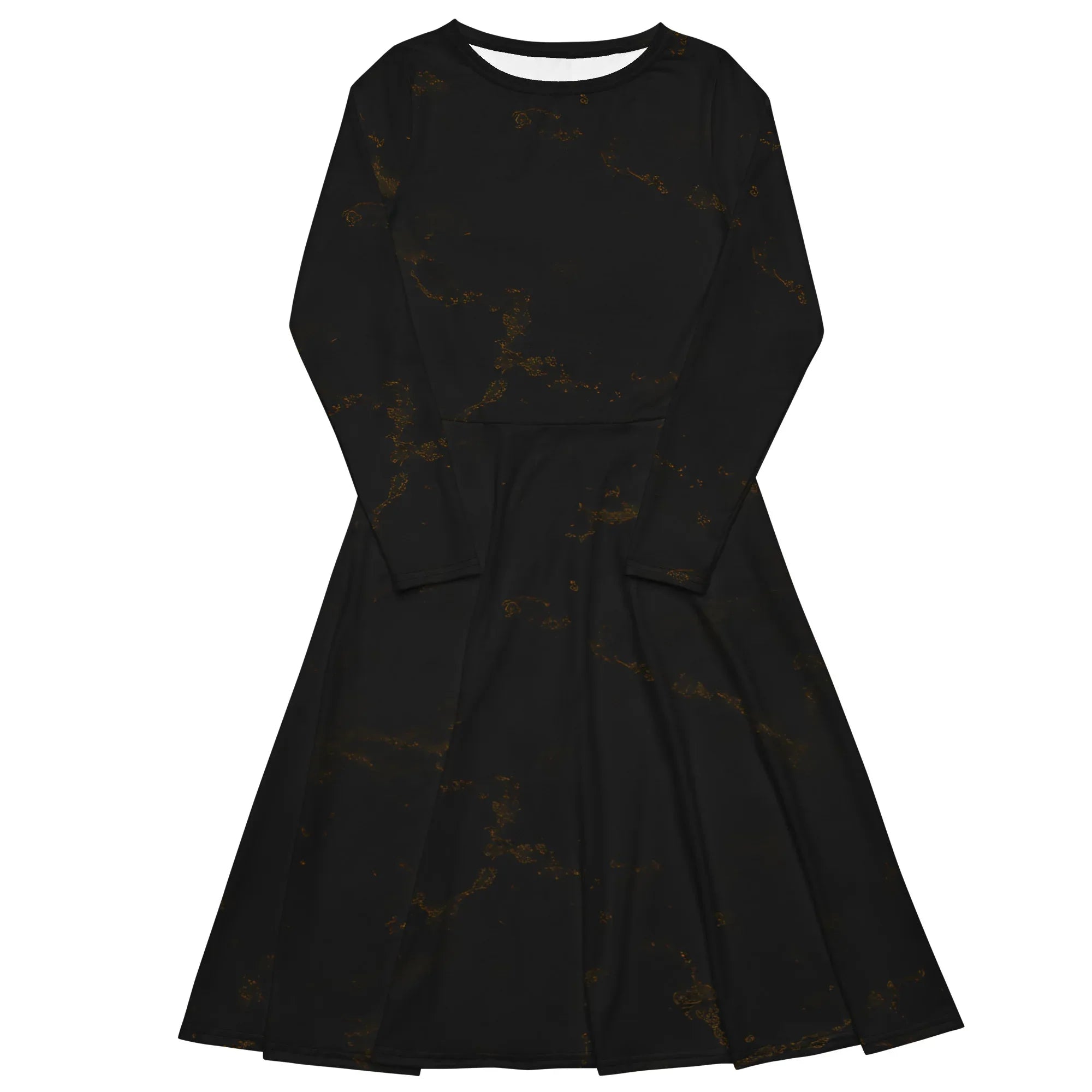 All-Over Print Long Sleeve Midi Dress - AwRans Clothing