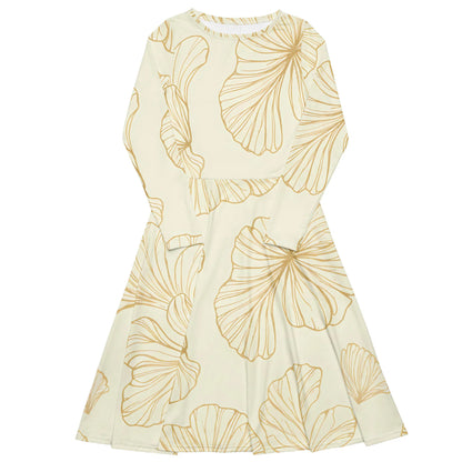 All-Over Print Long Sleeve Midi Dress - AwRans Clothing