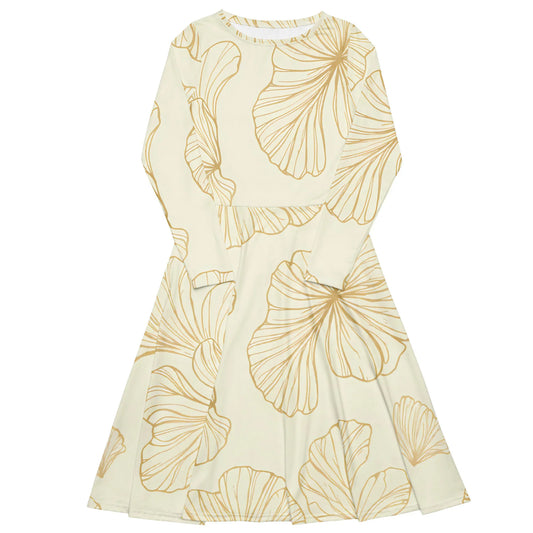 All-Over Print Long Sleeve Midi Dress - AwRans Clothing