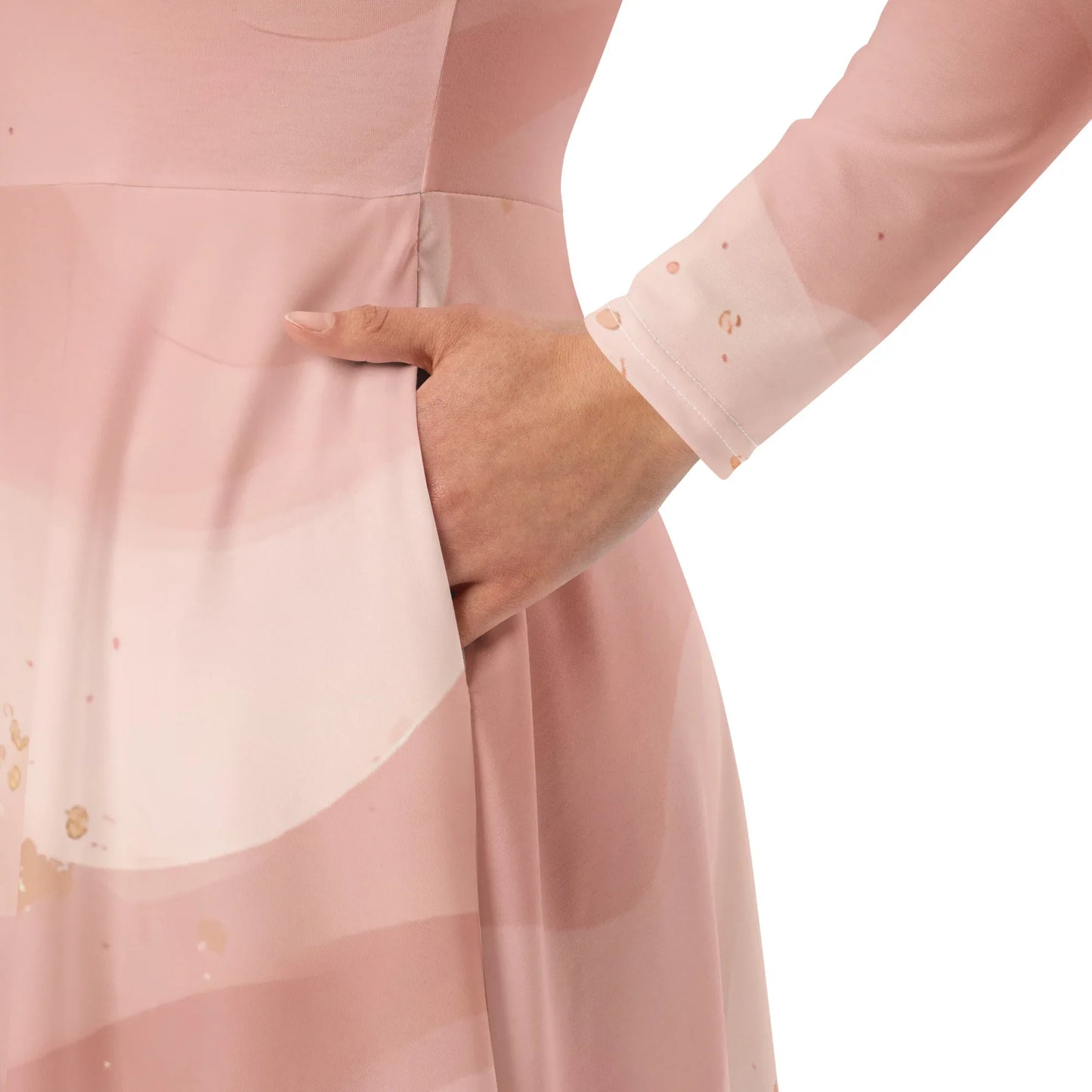 All-Over Print Long Sleeve Midi Dress - AwRans Clothing