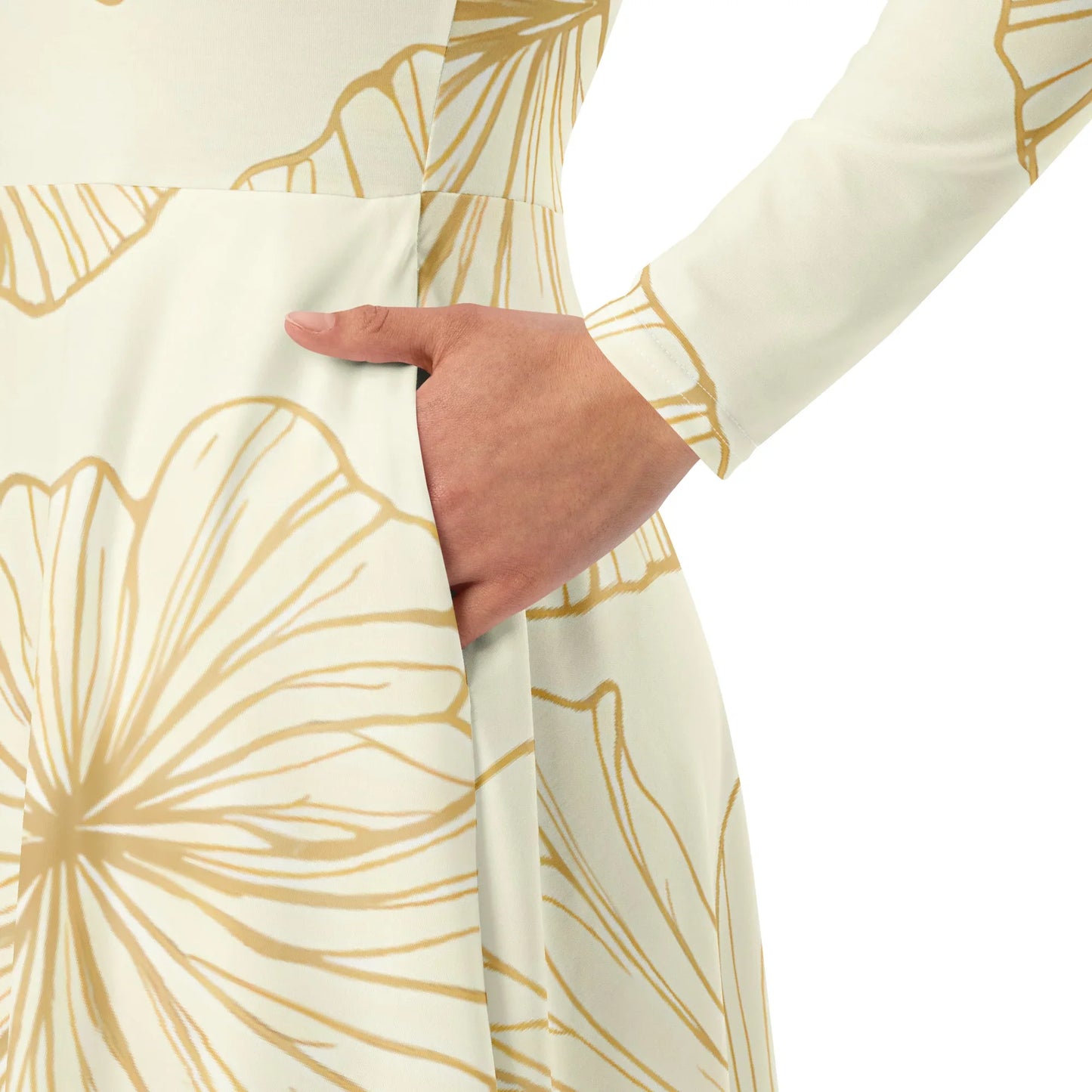 All-Over Print Long Sleeve Midi Dress - AwRans Clothing