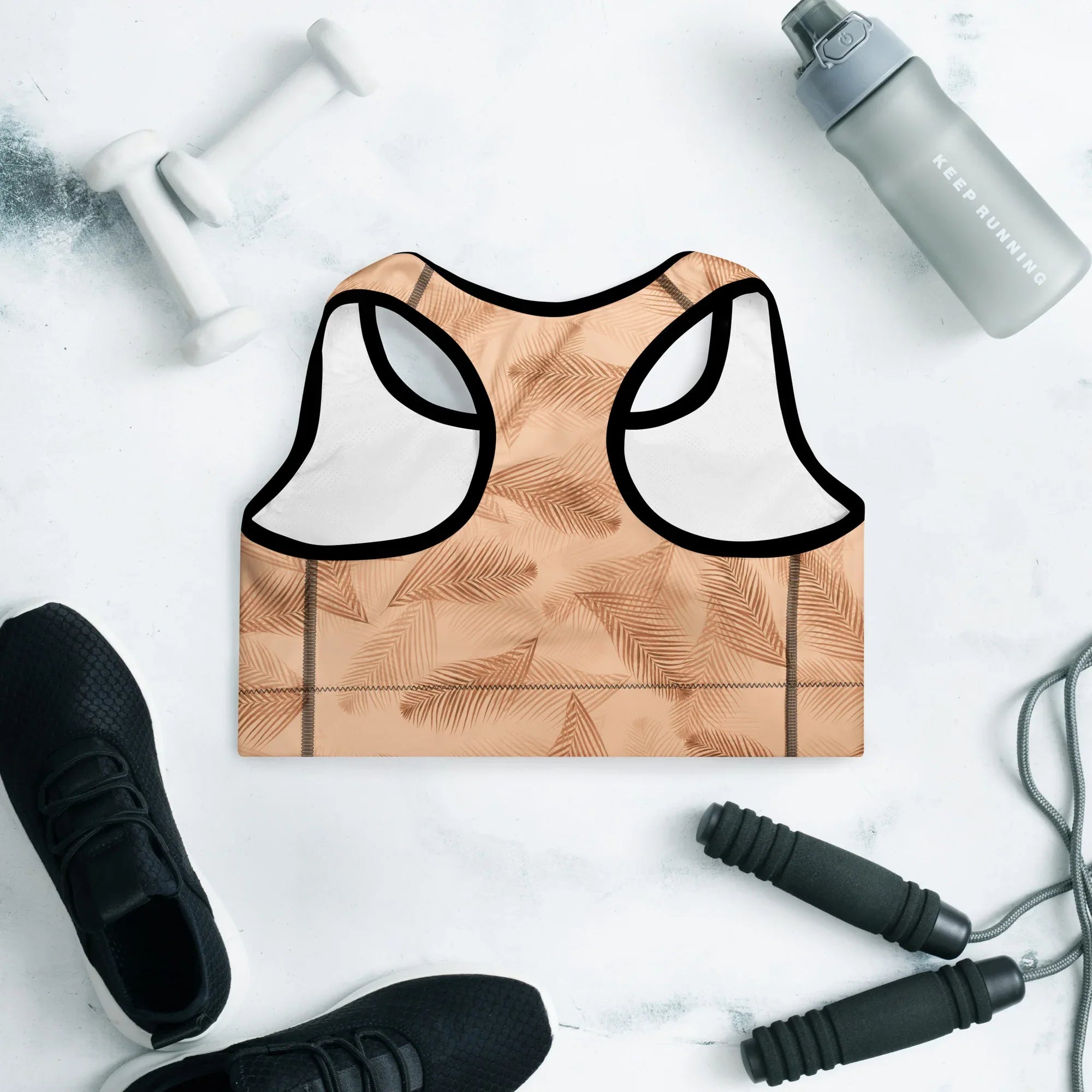 Padded Sports Bra Sports Bra AwRans Clothing all-over-print-padded-sports-bra-black-back-67ec0861c1021