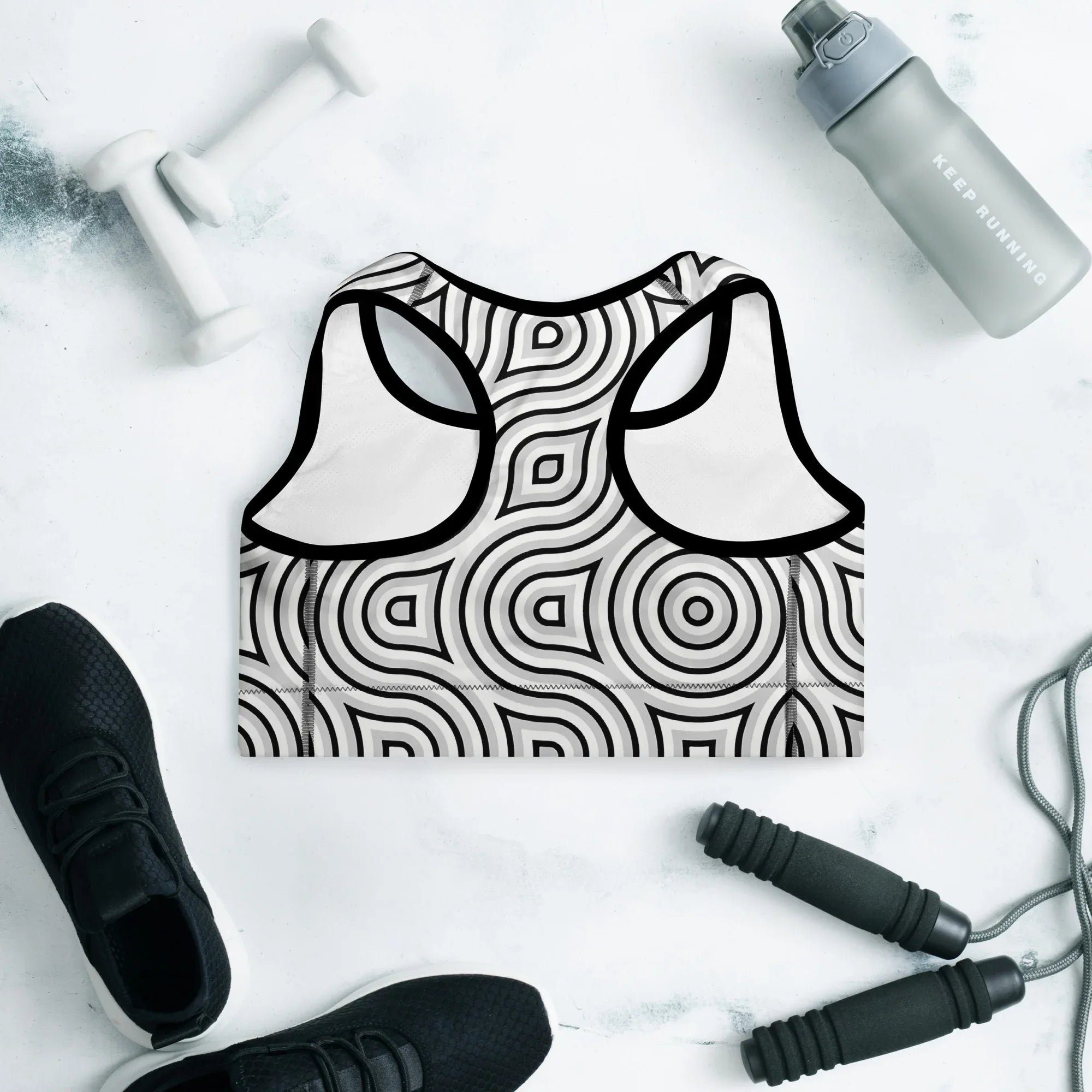 Padded Sports Bra Sports Bra AwRans Clothing all-over-print-padded-sports-bra-black-back-67ec08e3da201