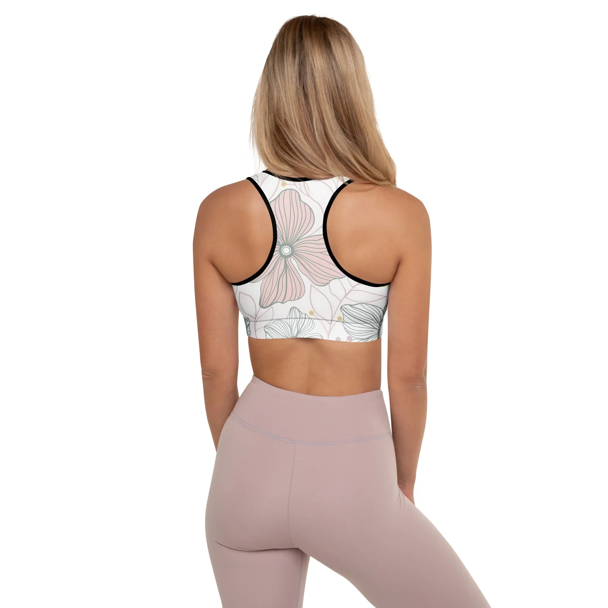 Padded Sports Bra Sports Bra AwRans Clothing all-over-print-padded-sports-bra-black-back-67ec096524b58