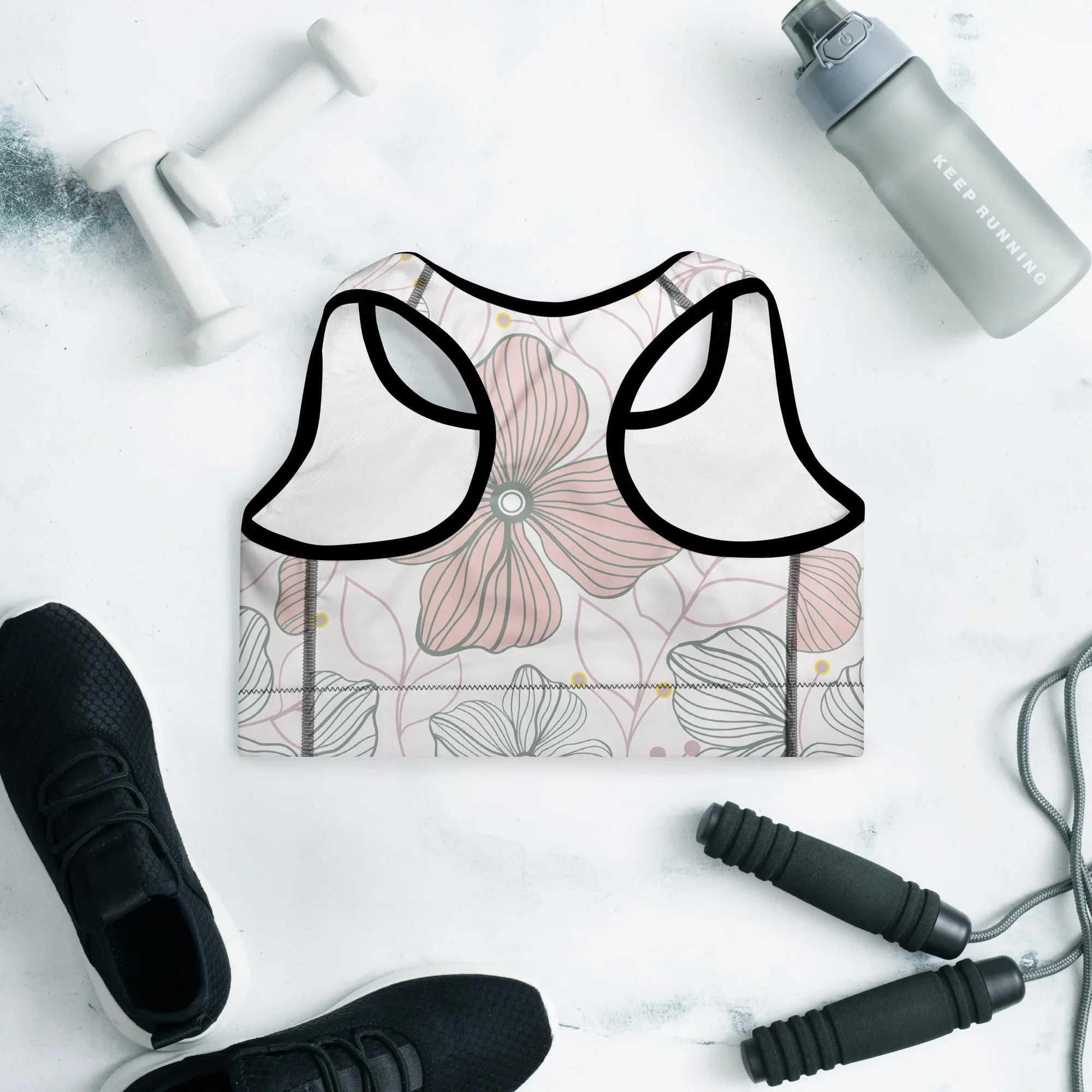 Padded Sports Bra Sports Bra AwRans Clothing all-over-print-padded-sports-bra-black-back-67ec096524d49