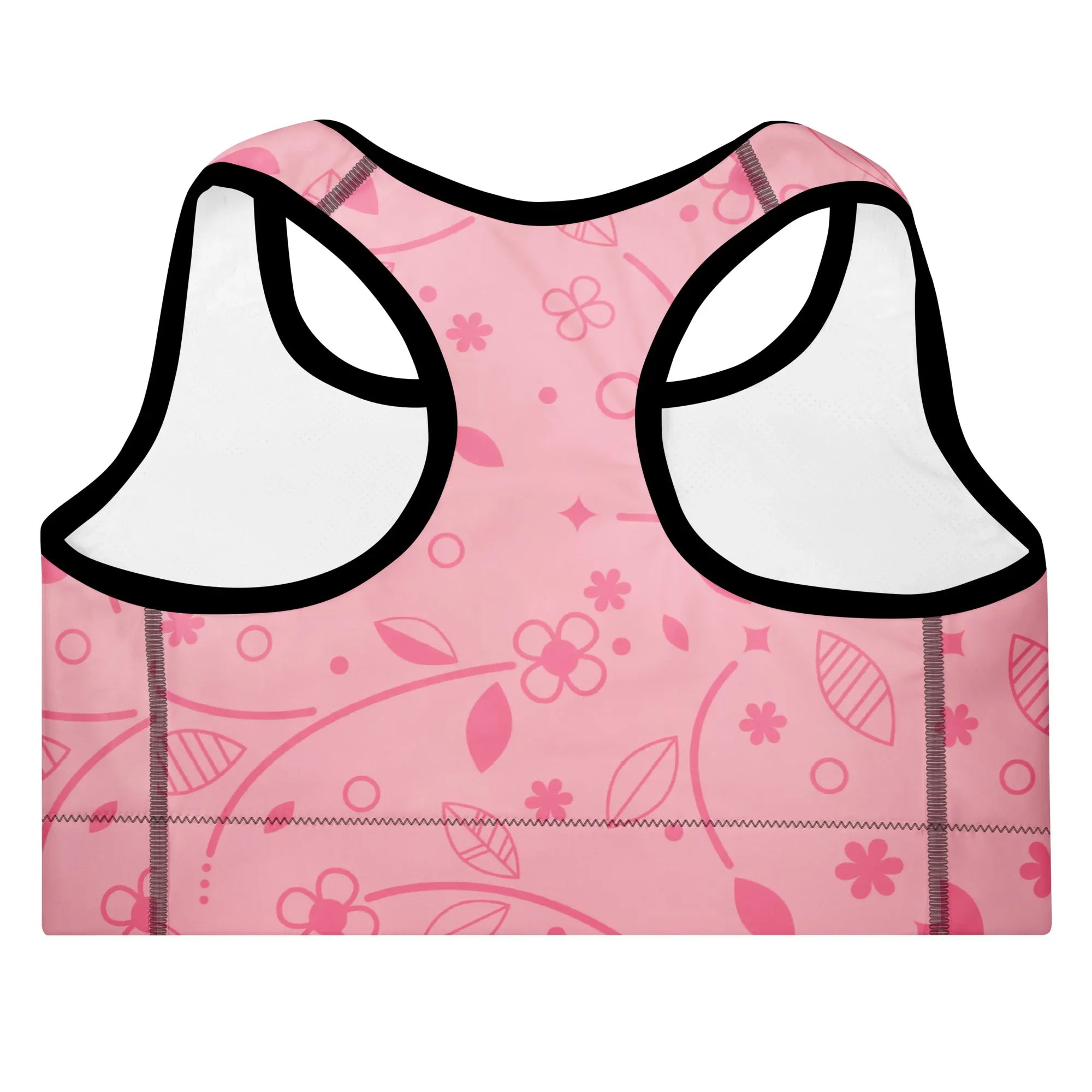 Padded Sports Bra Sports Bra AwRans Clothing all-over-print-padded-sports-bra-black-back-67ec0be0c366e