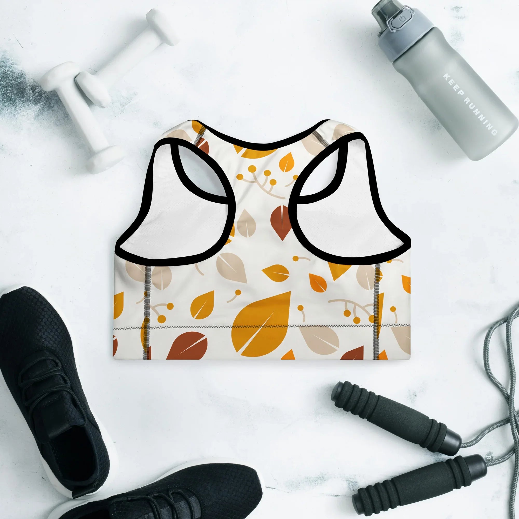 Padded Sports Bra Sports Bra AwRans Clothing all-over-print-padded-sports-bra-black-back-67ec0e75e9506