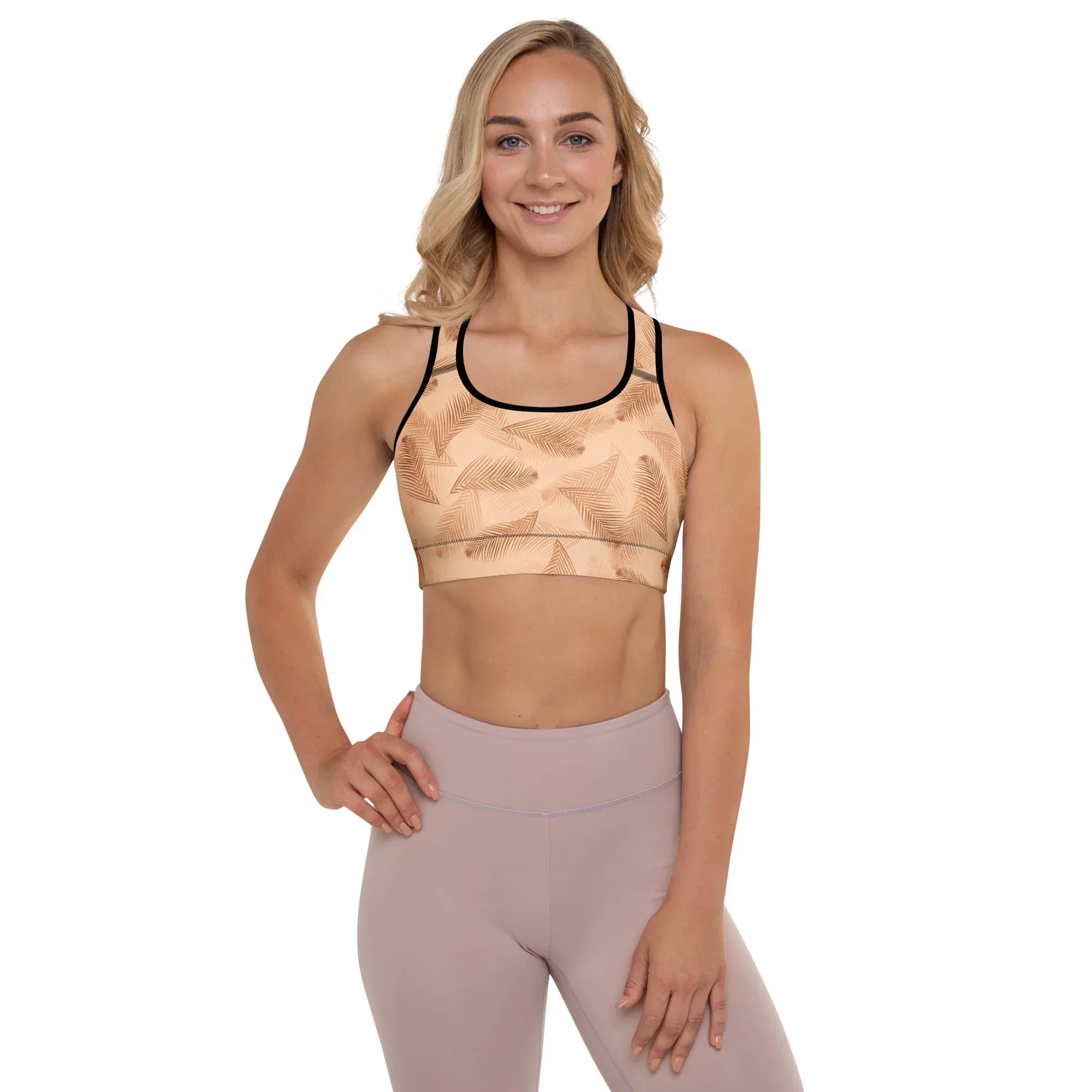 Padded Sports Bra Sports Bra AwRans Clothing all-over-print-padded-sports-bra-black-front-67ec0861c17f7