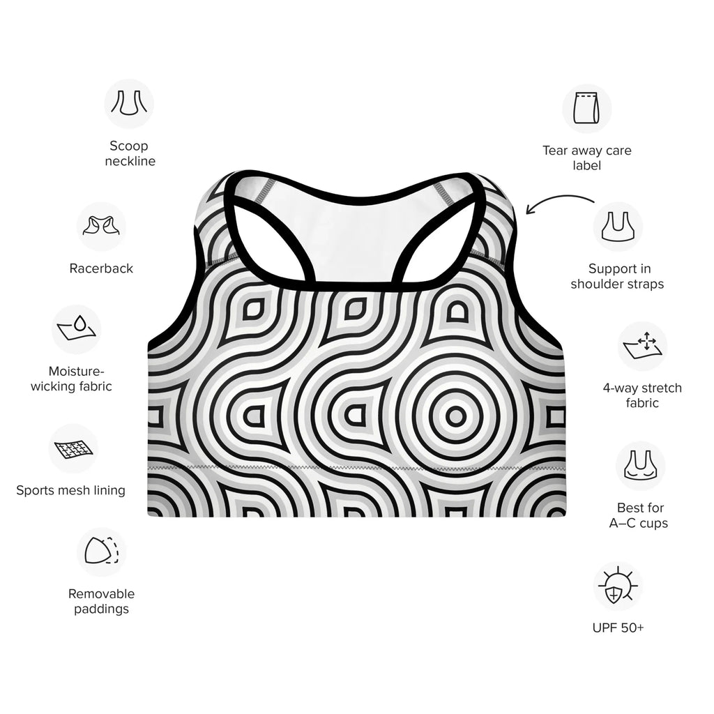 Padded Sports Bra Sports Bra AwRans Clothing all-over-print-padded-sports-bra-black-front-67ec08e3da55d