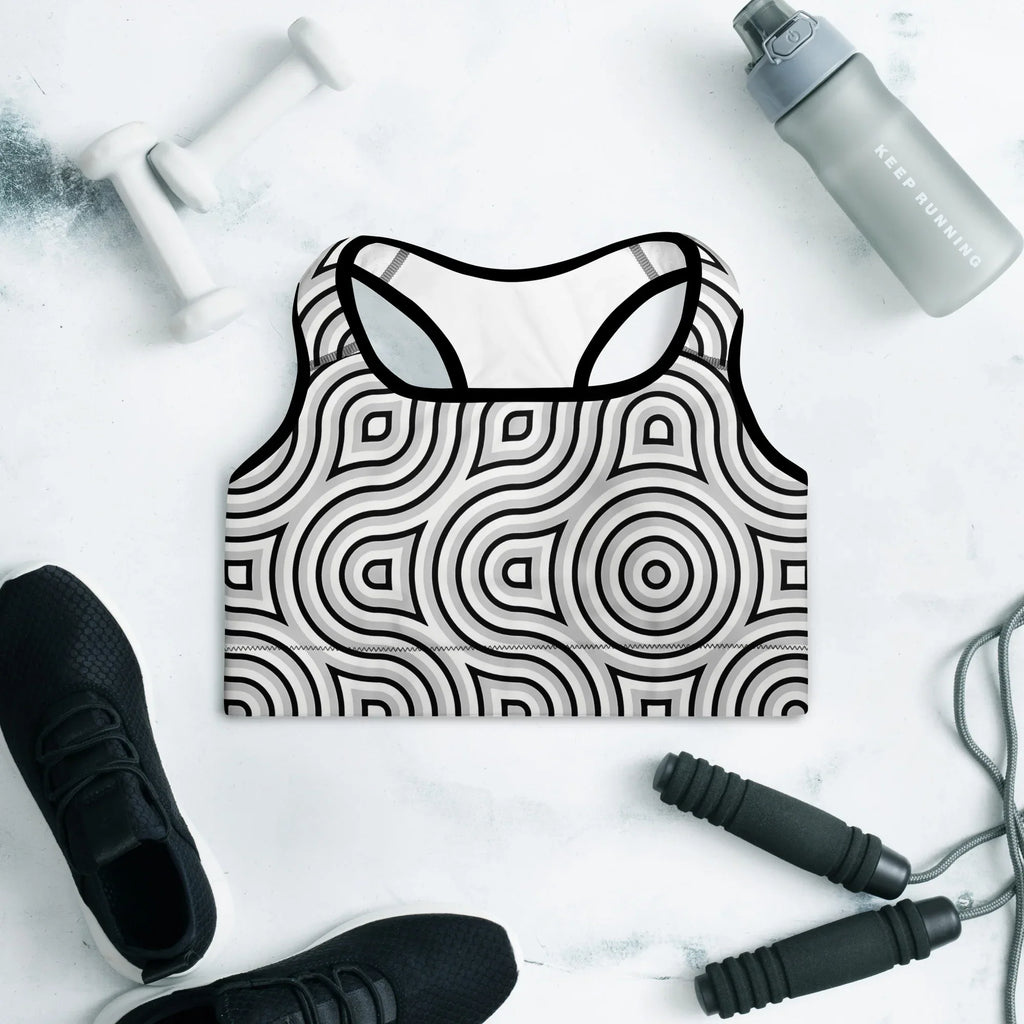 Padded Sports Bra Sports Bra AwRans Clothing all-over-print-padded-sports-bra-black-front-67ec08e3da980