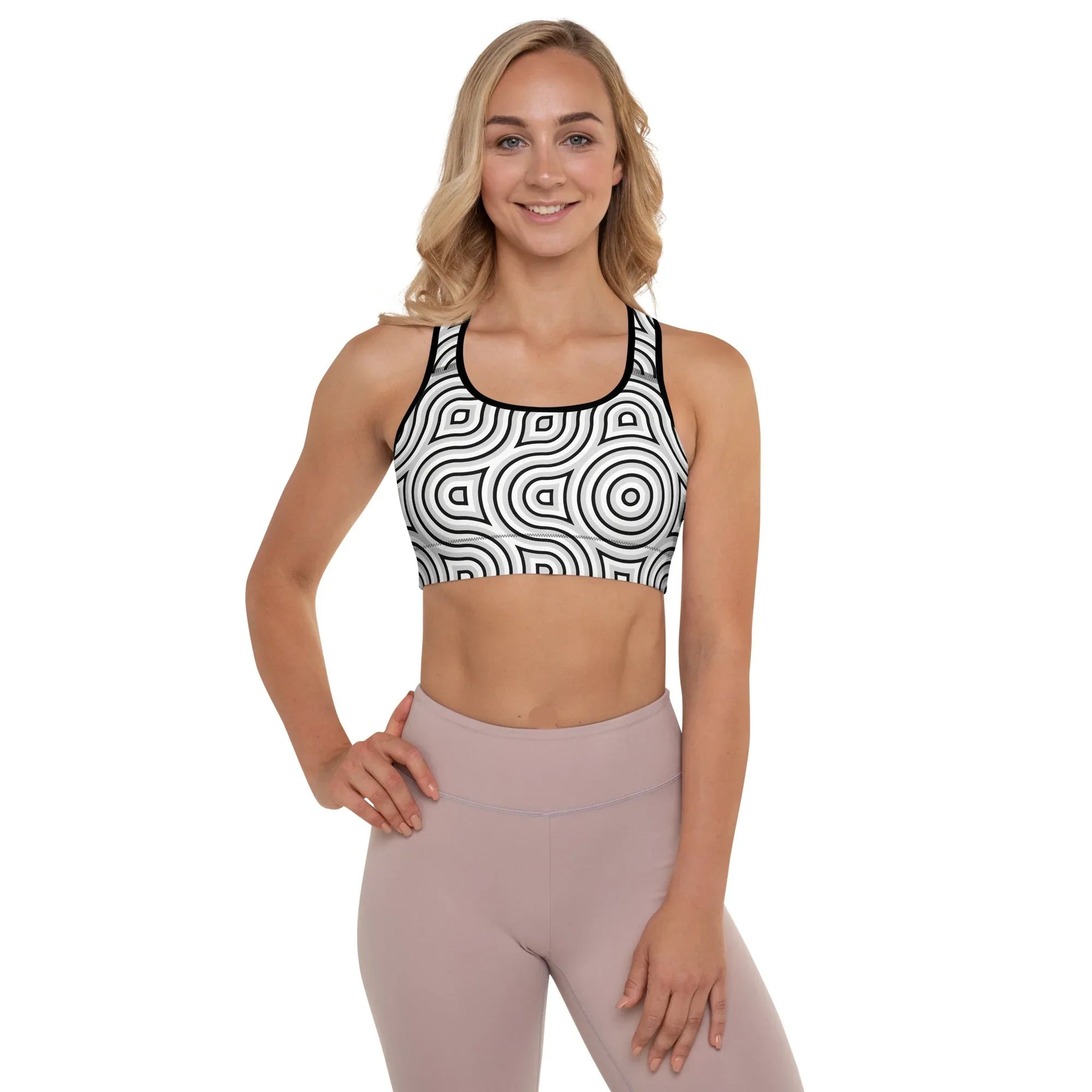Padded Sports Bra Sports Bra AwRans Clothing all-over-print-padded-sports-bra-black-front-67ec08e3dac42