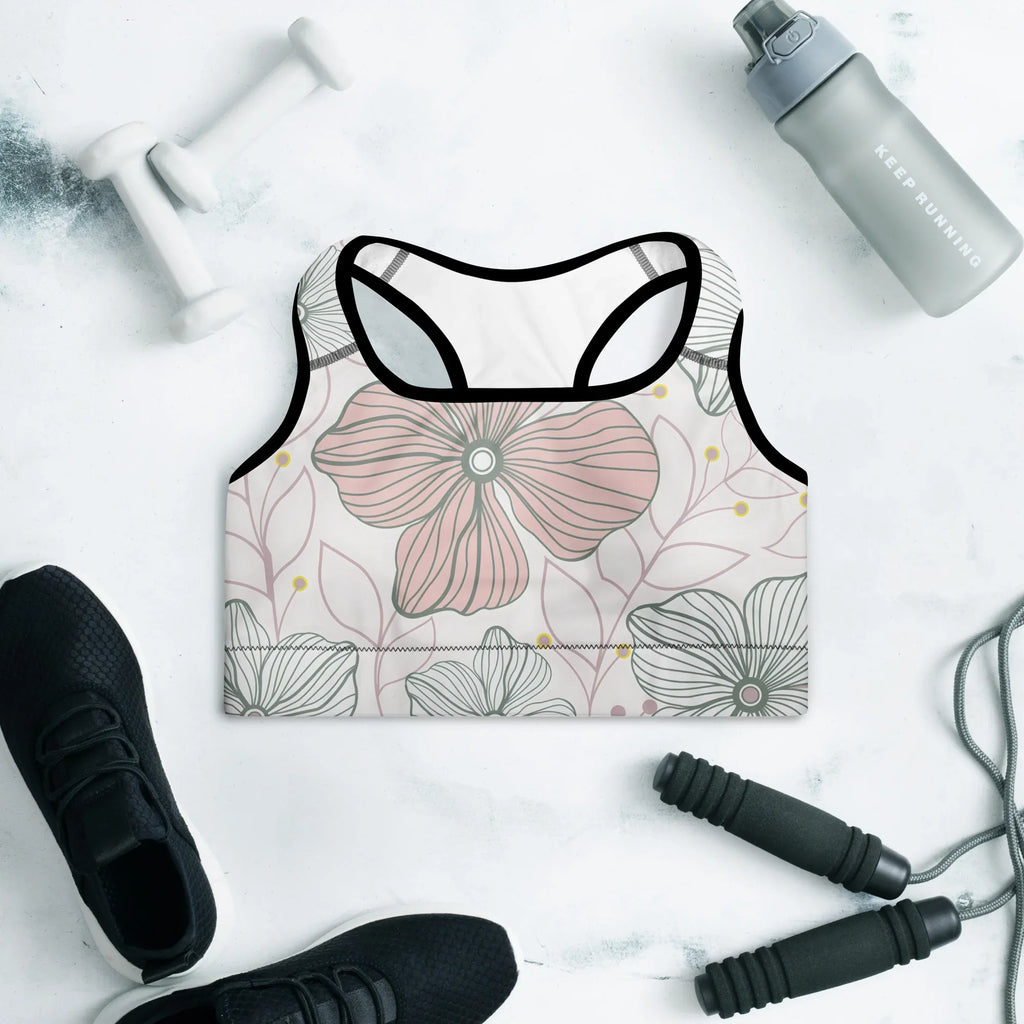 Padded Sports Bra Sports Bra AwRans Clothing all-over-print-padded-sports-bra-black-front-67ec096525517