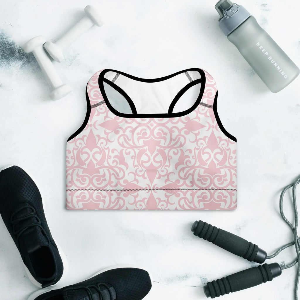 Padded Sports Bra Sports Bra AwRans Clothing all-over-print-padded-sports-bra-black-front-67ec09e89c7ba