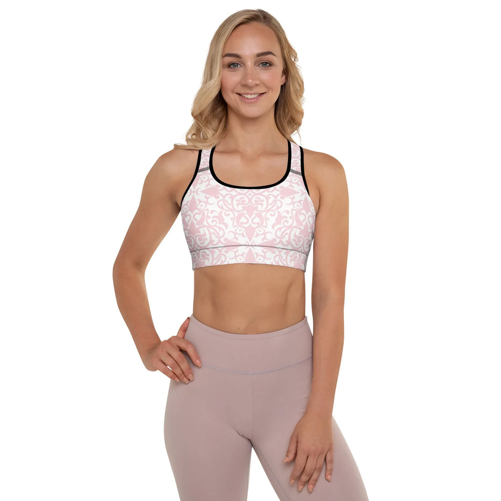 Padded Sports Bra Sports Bra AwRans Clothing all-over-print-padded-sports-bra-black-front-67ec09e89c93f