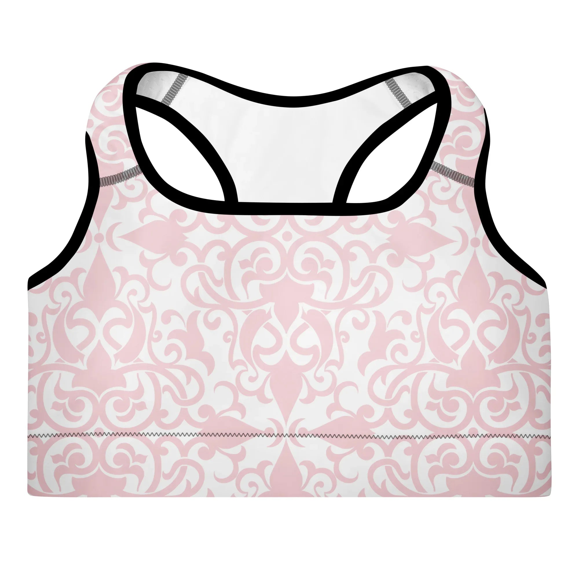 Padded Sports Bra Sports Bra AwRans Clothing all-over-print-padded-sports-bra-black-front-67ec09e89cb58