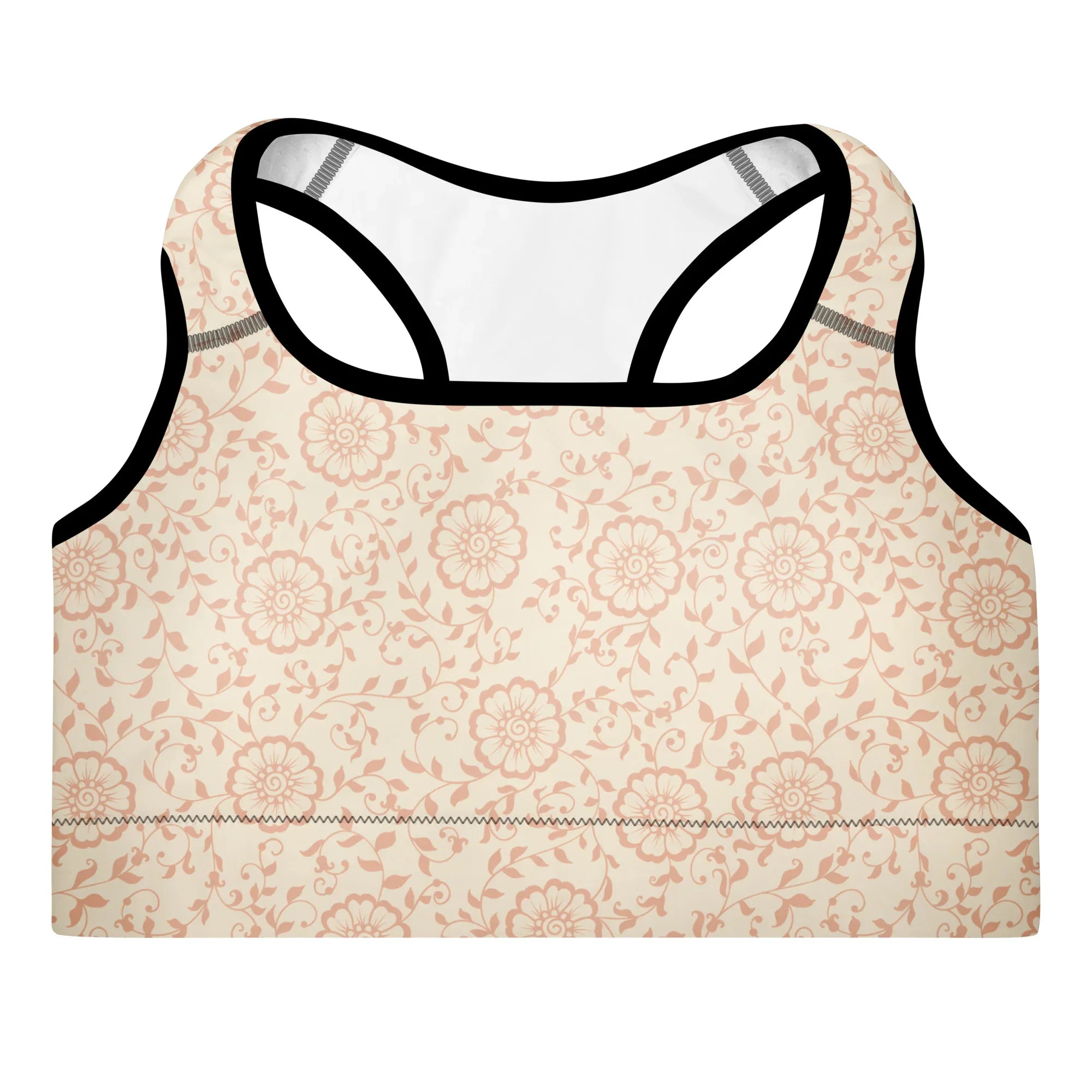 Padded Sports Bra Sports Bra AwRans Clothing all-over-print-padded-sports-bra-black-front-67ec0c6ba5c79