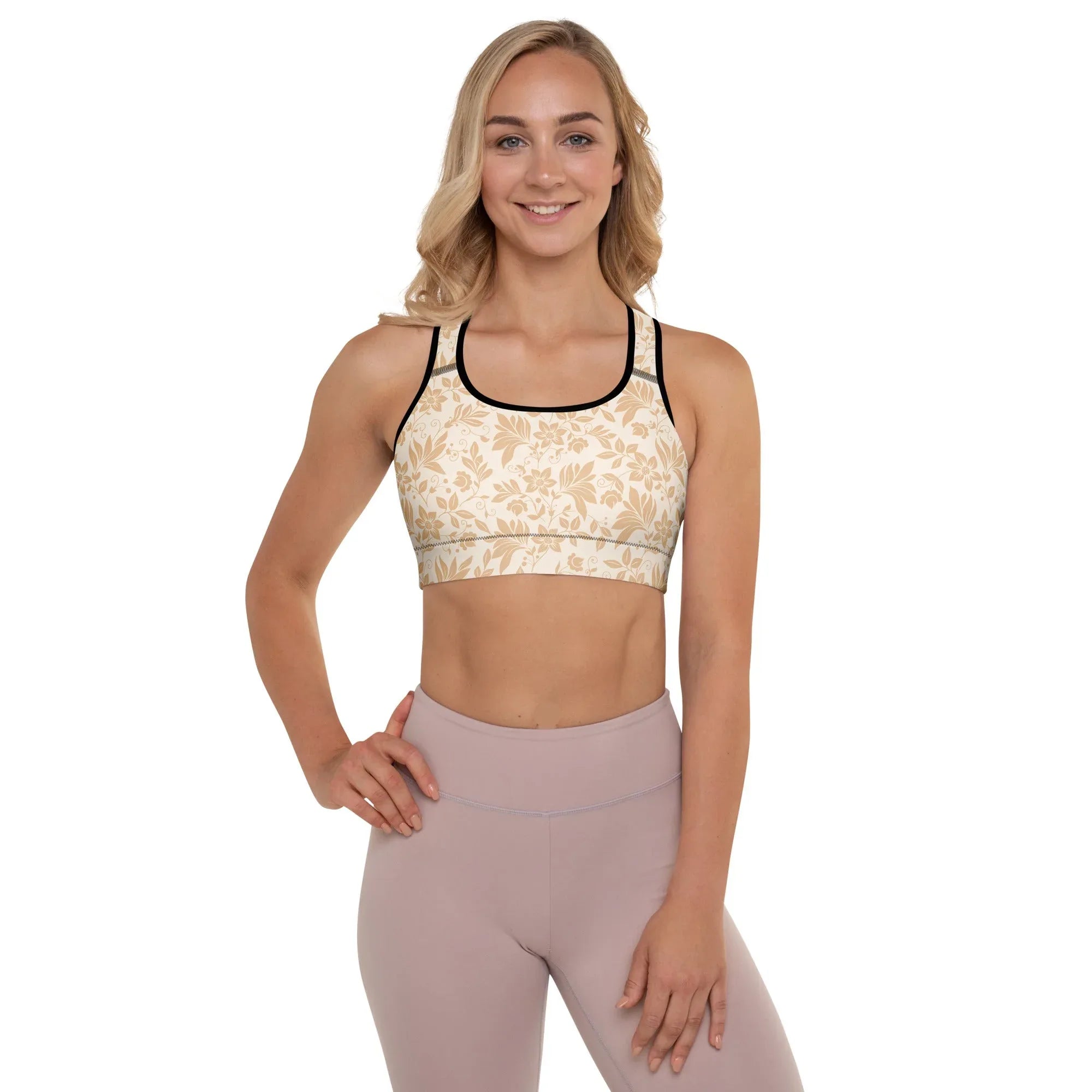 Padded Sports Bra Sports Bra AwRans Clothing all-over-print-padded-sports-bra-black-front-67ec0cec29cab