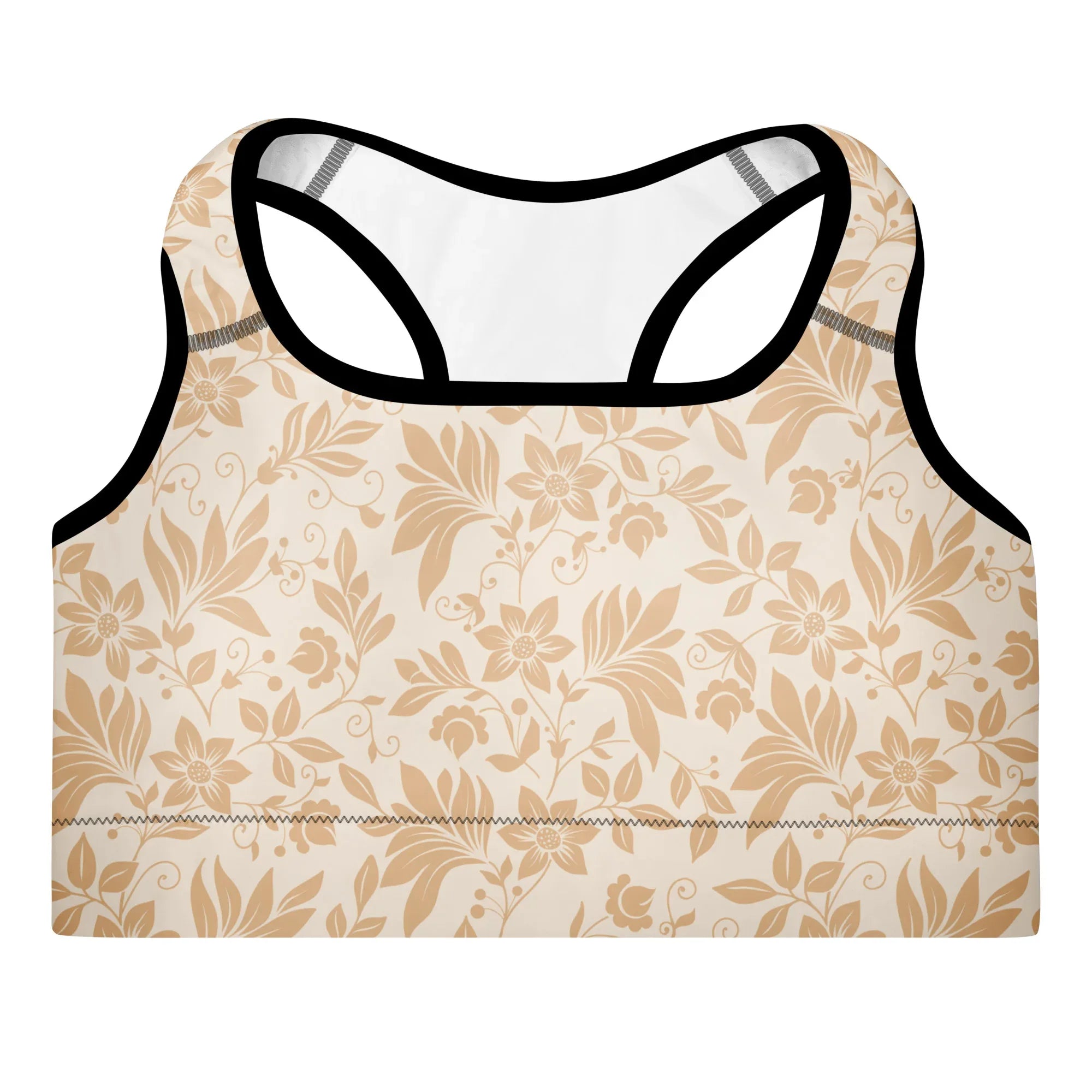 Padded Sports Bra Sports Bra AwRans Clothing all-over-print-padded-sports-bra-black-front-67ec0cec29eb6