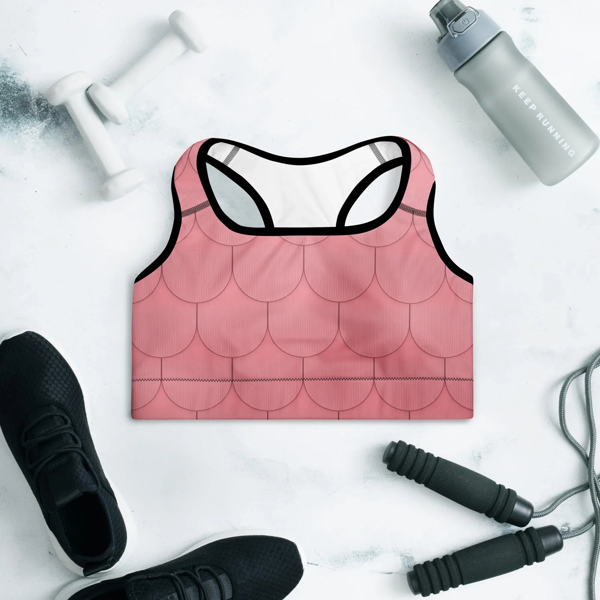 Padded Sports Bra Sports Bra AwRans Clothing all-over-print-padded-sports-bra-black-front-67ec0df0a3000