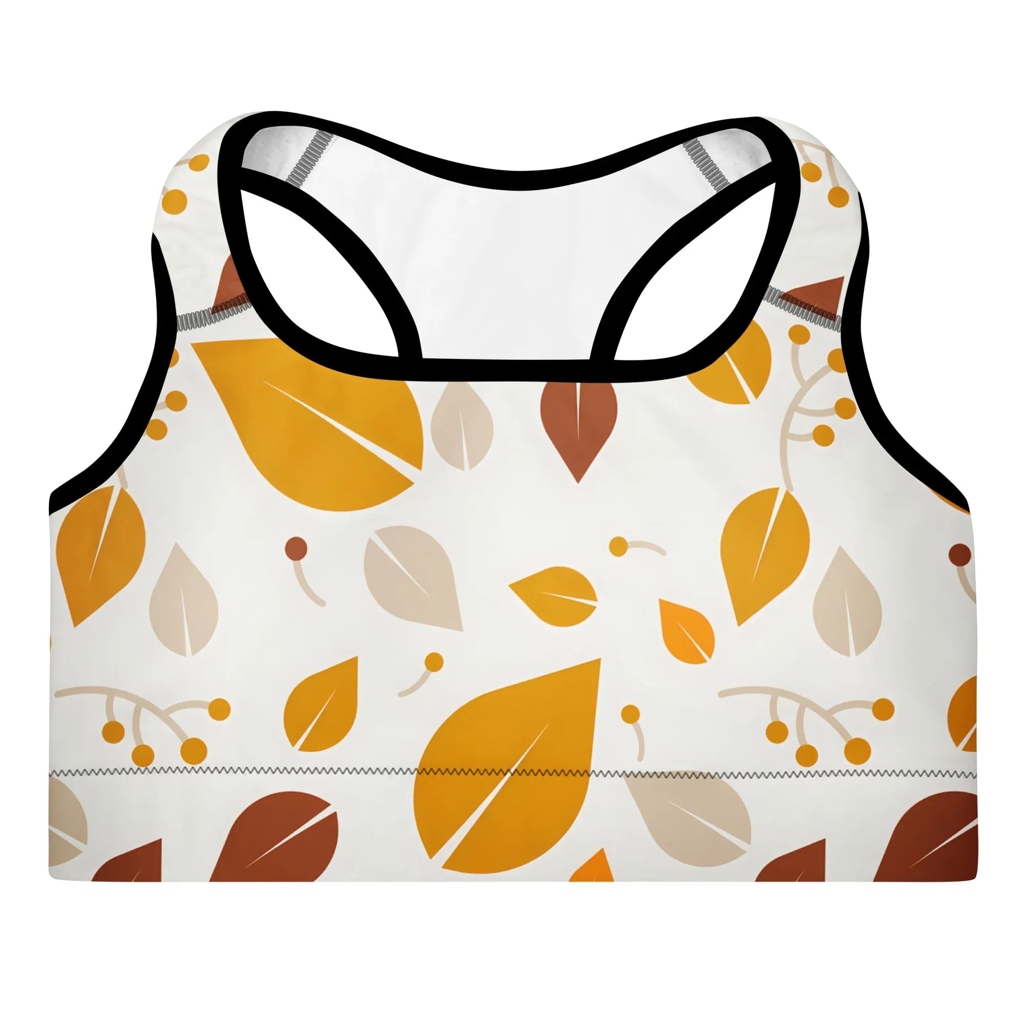 Padded Sports Bra Sports Bra AwRans Clothing all-over-print-padded-sports-bra-black-front-67ec0e75ea52f