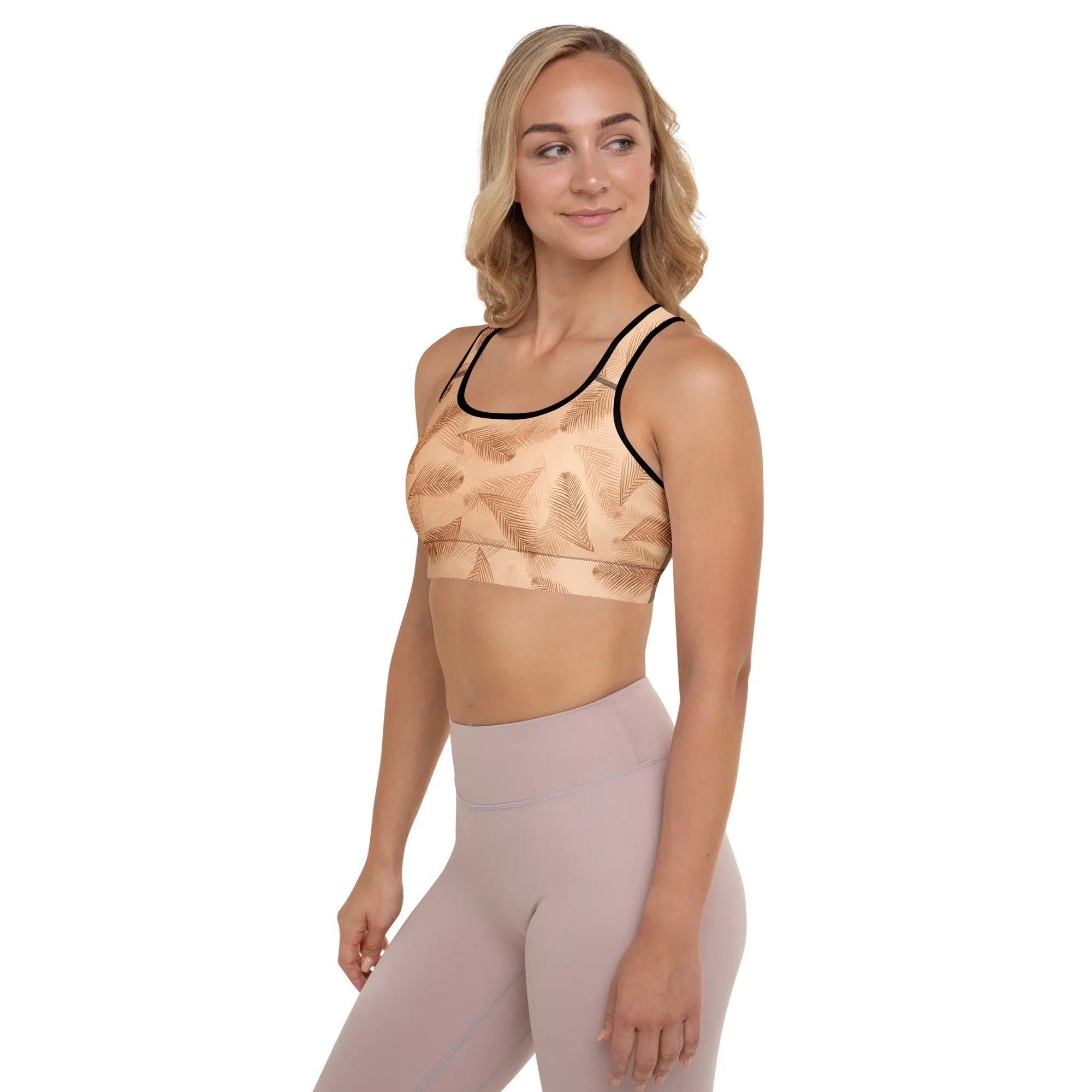 Padded Sports Bra Sports Bra AwRans Clothing all-over-print-padded-sports-bra-black-left-67ec0861c1778