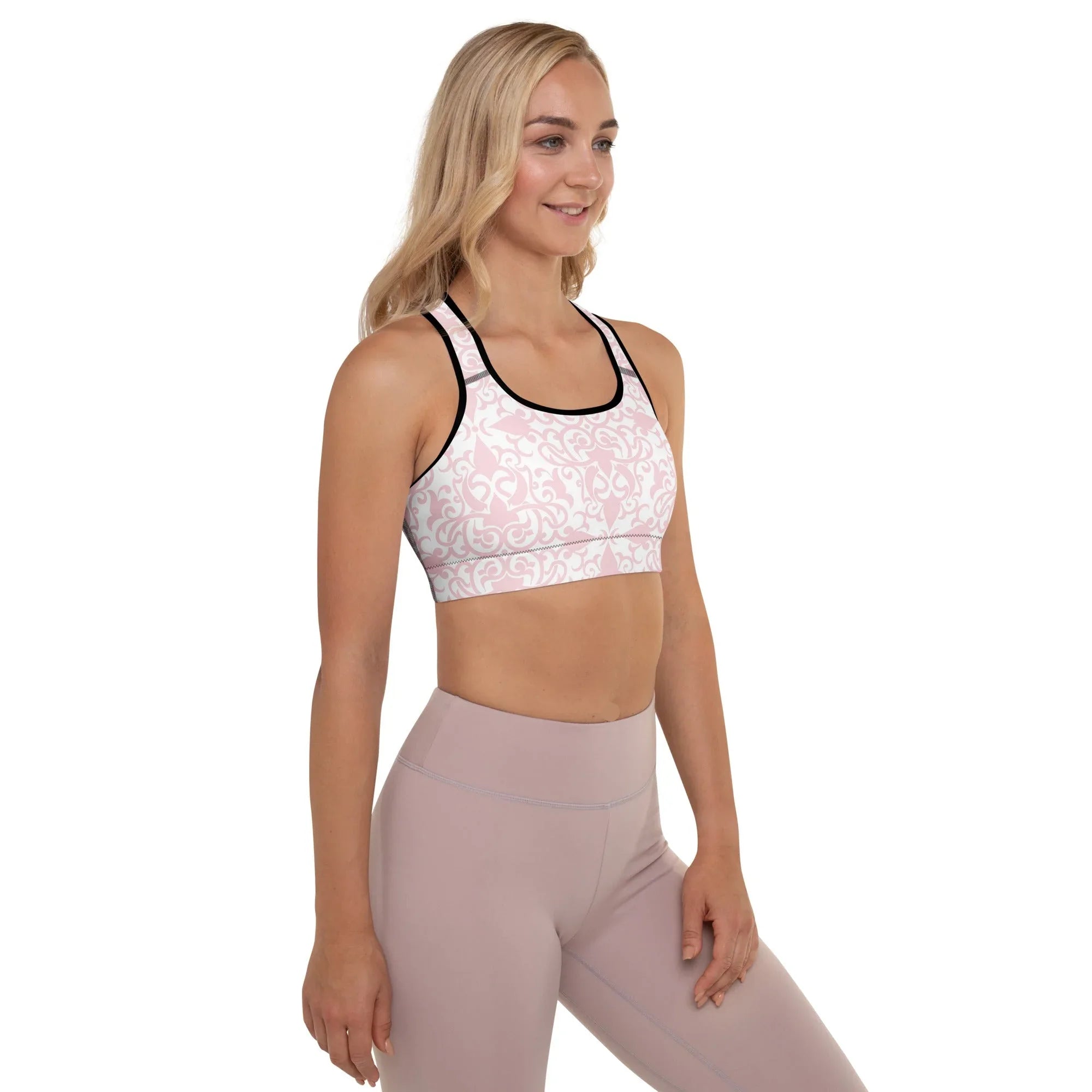 Padded Sports Bra Sports Bra AwRans Clothing all-over-print-padded-sports-bra-black-right-67ec09e89c838