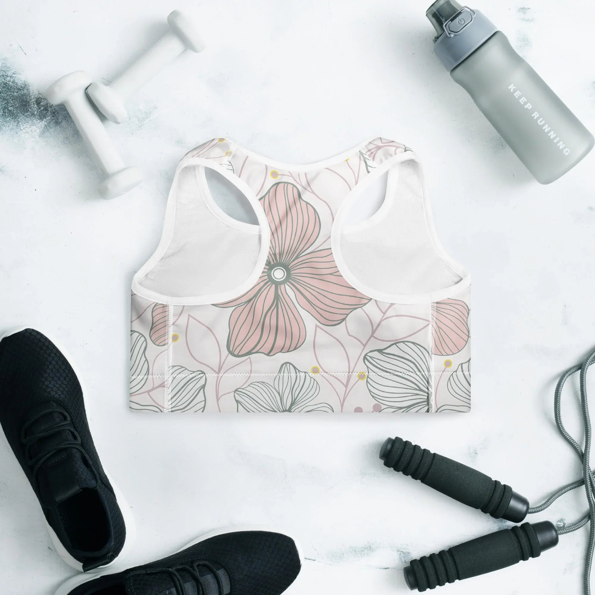 Padded Sports Bra Sports Bra AwRans Clothing all-over-print-padded-sports-bra-white-back-67ec0965262dd
