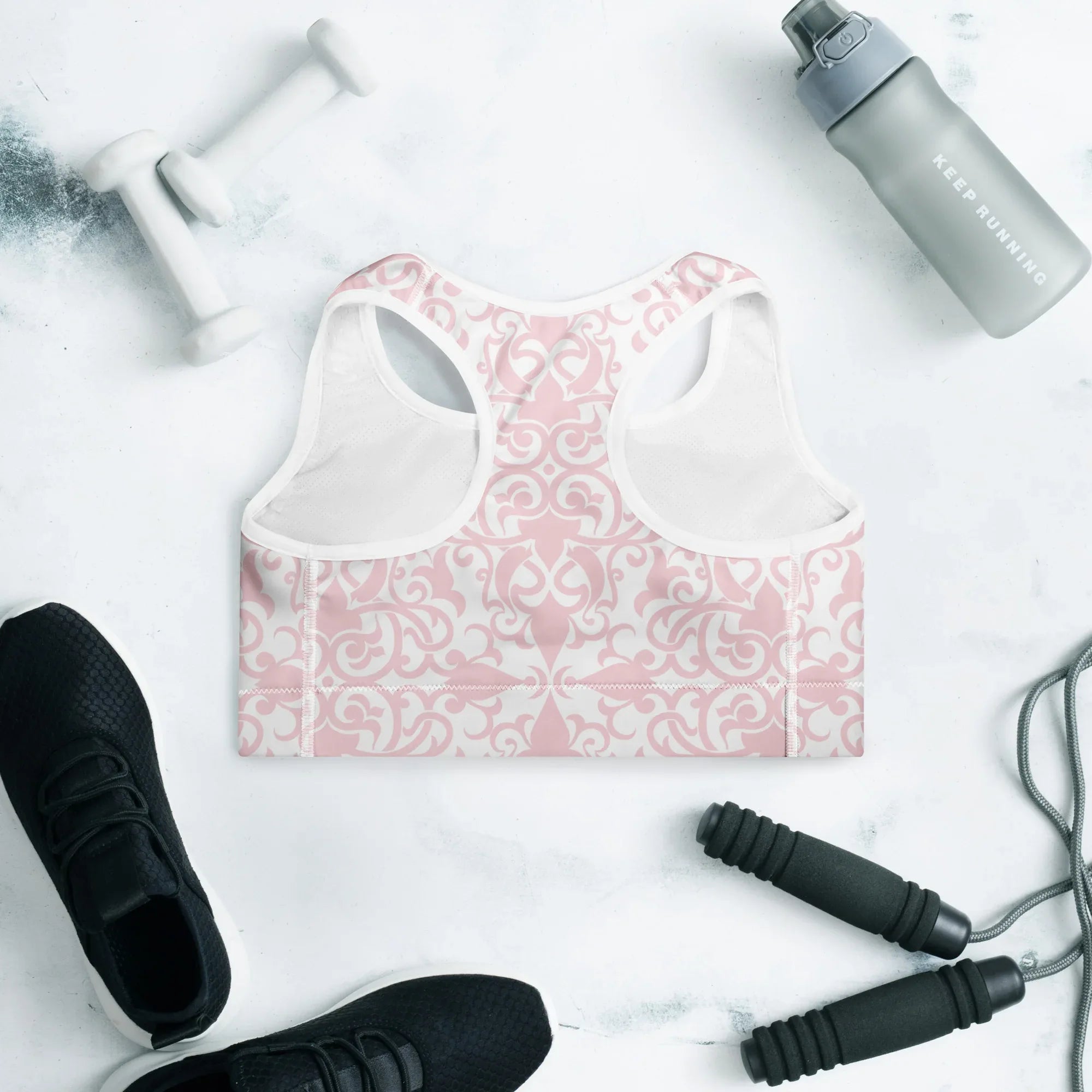 Padded Sports Bra Sports Bra AwRans Clothing all-over-print-padded-sports-bra-white-back-67ec09e89dc2d