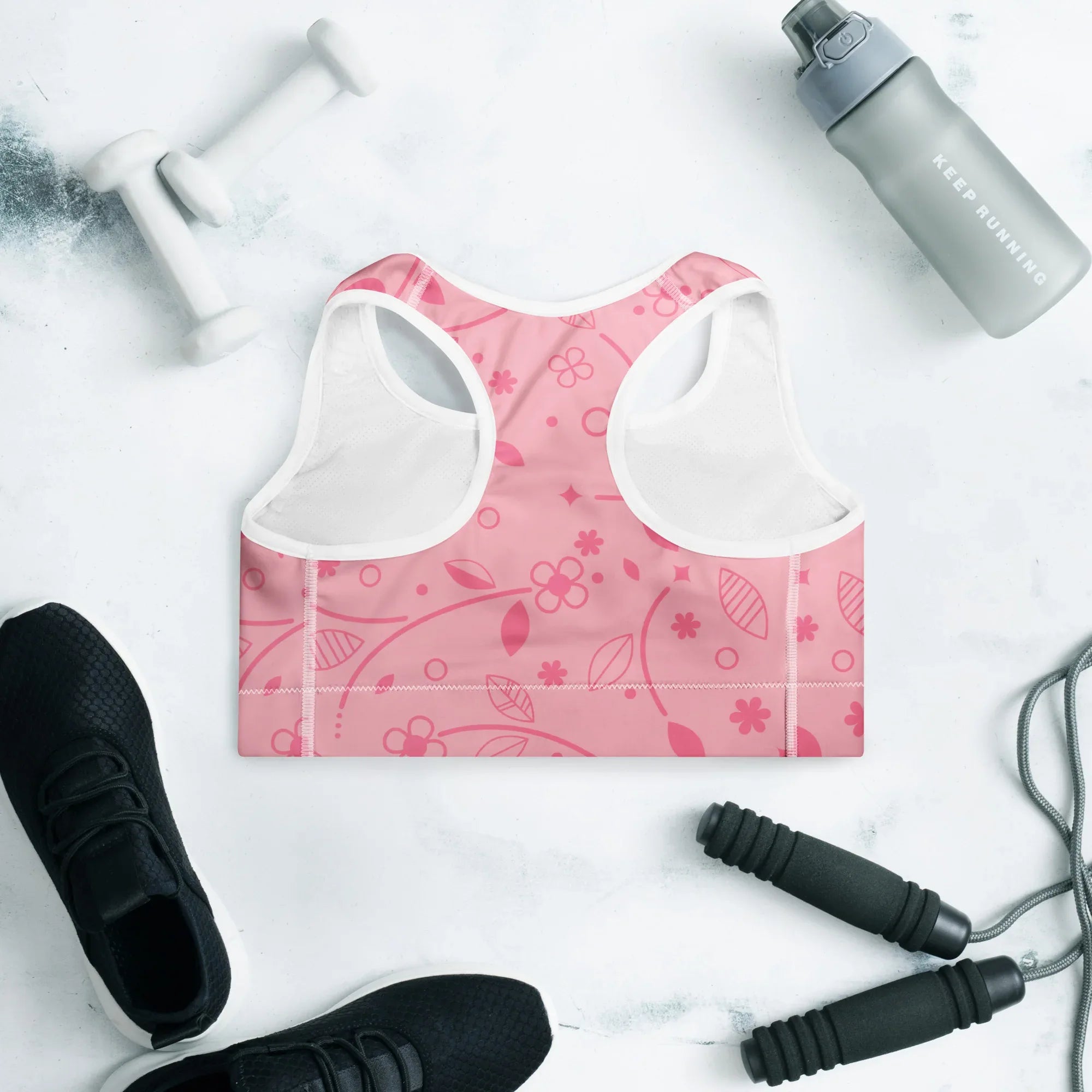 Padded Sports Bra Sports Bra AwRans Clothing all-over-print-padded-sports-bra-white-back-67ec0be0c49ec