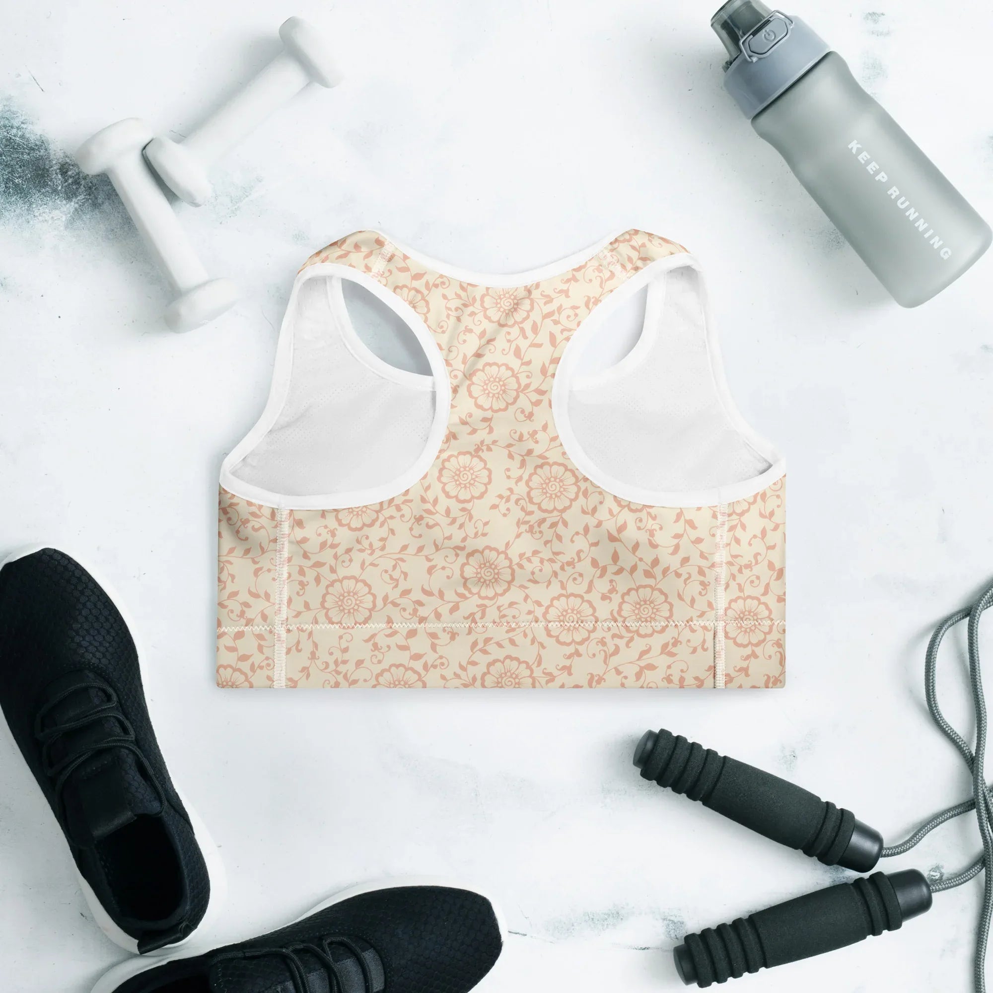 Padded Sports Bra Sports Bra AwRans Clothing all-over-print-padded-sports-bra-white-back-67ec0c6ba6911