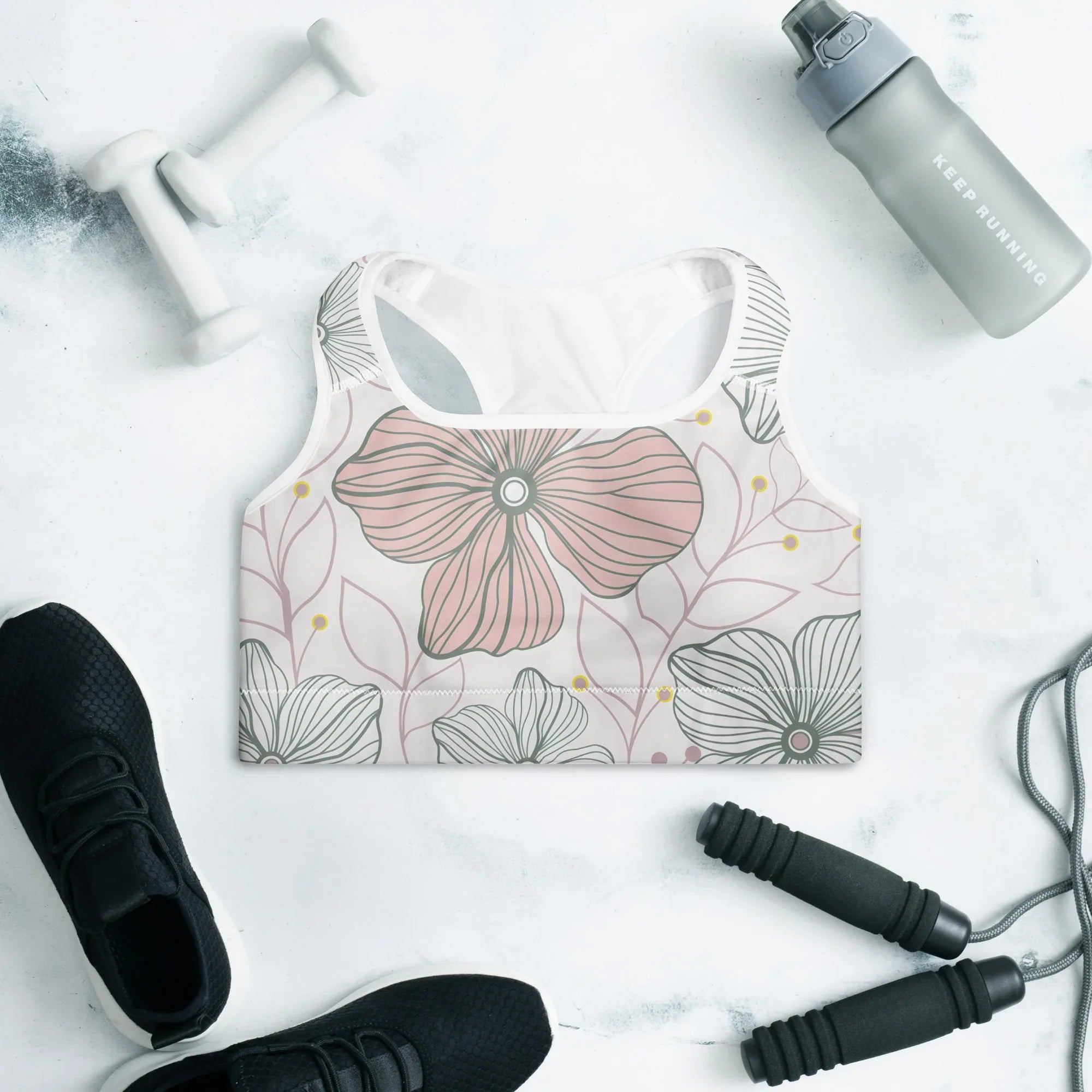 Padded Sports Bra Sports Bra AwRans Clothing all-over-print-padded-sports-bra-white-front-67ec0965272b9