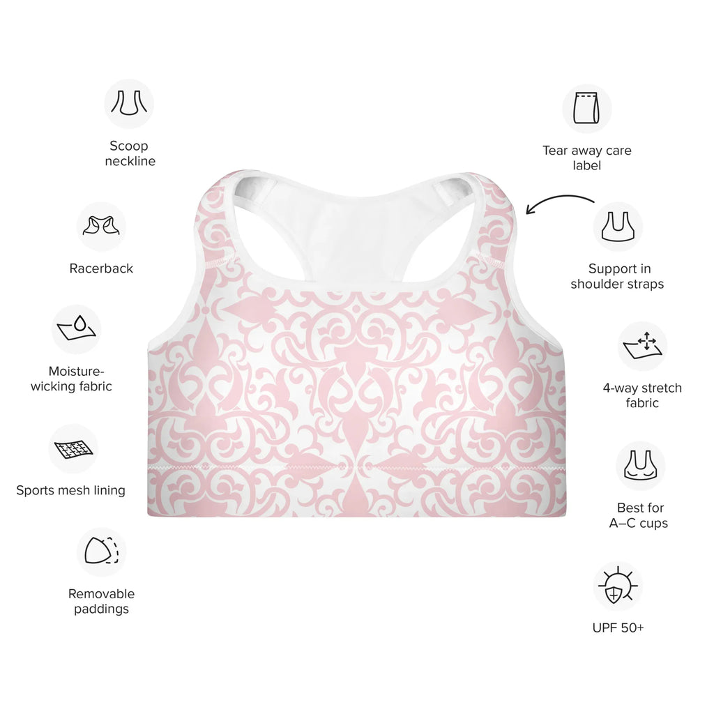 Padded Sports Bra Sports Bra AwRans Clothing all-over-print-padded-sports-bra-white-front-67ec09e89e745
