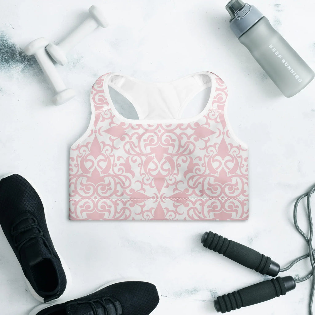Padded Sports Bra Sports Bra AwRans Clothing all-over-print-padded-sports-bra-white-front-67ec09e89f0a4