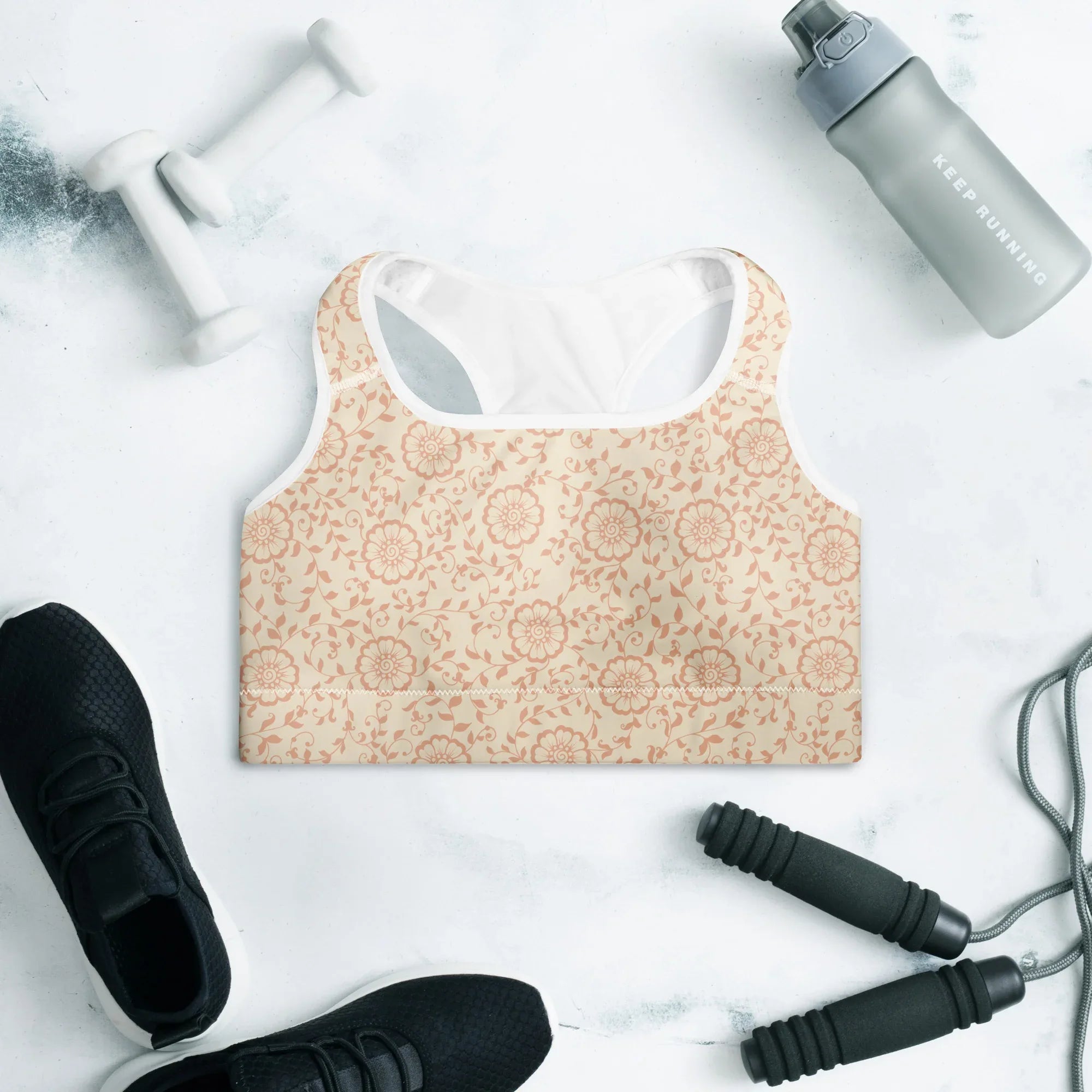 Padded Sports Bra Sports Bra AwRans Clothing all-over-print-padded-sports-bra-white-front-67ec0c6ba83bc